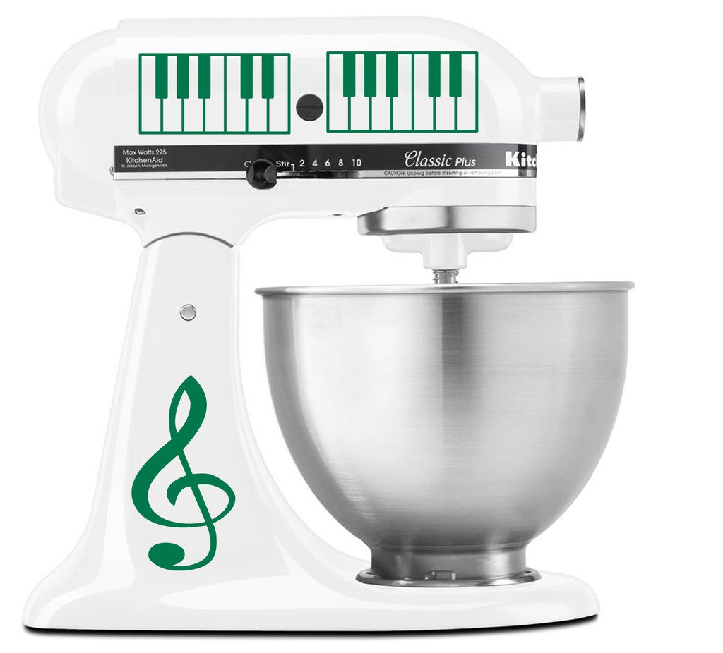 Treble Clef & Piano Keys Vinyl Decal Set for KitchenAid Mixers - Music Lover Sticker for Stand Mixers, Appliances - Perfect for Baking Enthusiasts & Home Decor