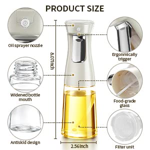 240ml Glass Oil Sprayer for Air Fryer & Cooking - Salad, Baking, BBQ