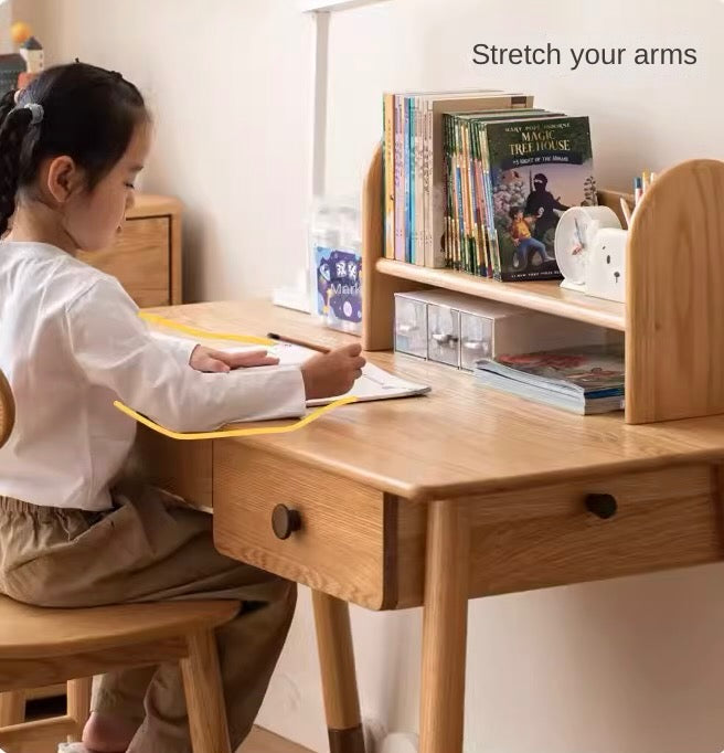 Solid Oak Adjustable Study Desk for Kids - Sturdy Kraft Table with Height Adjustment - Perfect for Homework, Drawing & Online Learning