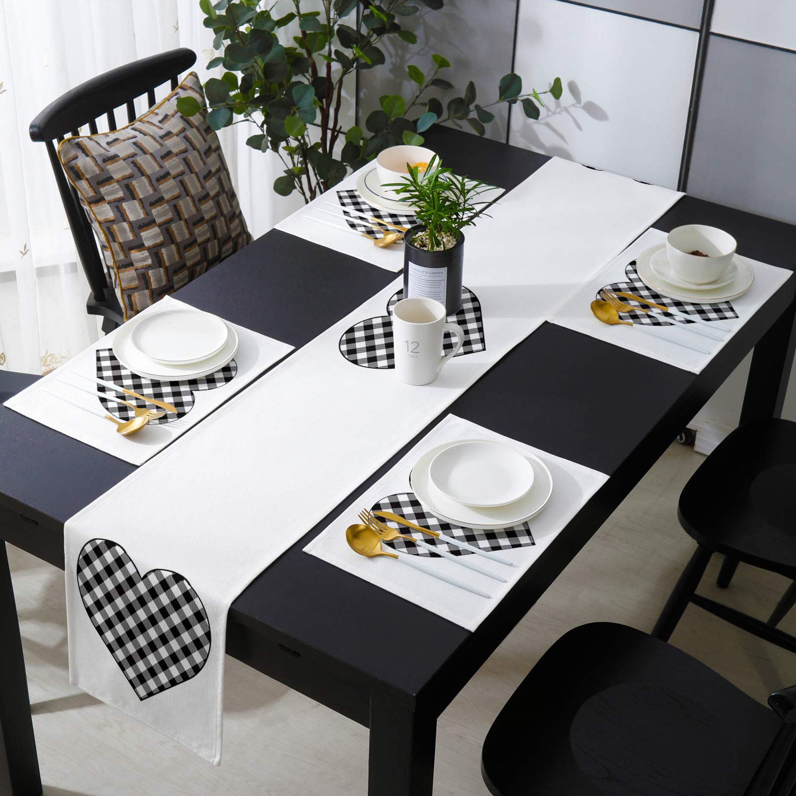 Valentine's Day Table Set - 6PCS Cotton Linen Placemats & 16