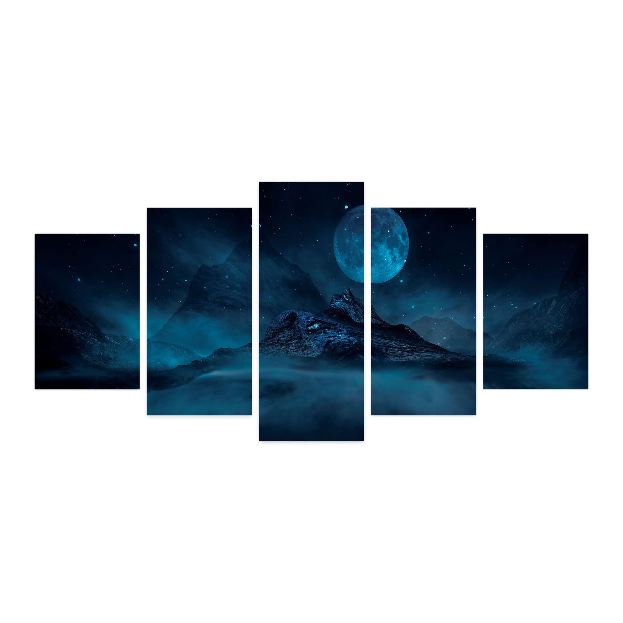 Ambesonne Starry Sky 5-Panel Acrylic Glass Wall Art - Modern Outer Space Landscape with Sci-Fi Planets | 60x30 Inch Blue Galaxy Decor for Living Room, Bedroom, Dorm | Perfect for Space-Themed Home Office & Nursery Decor