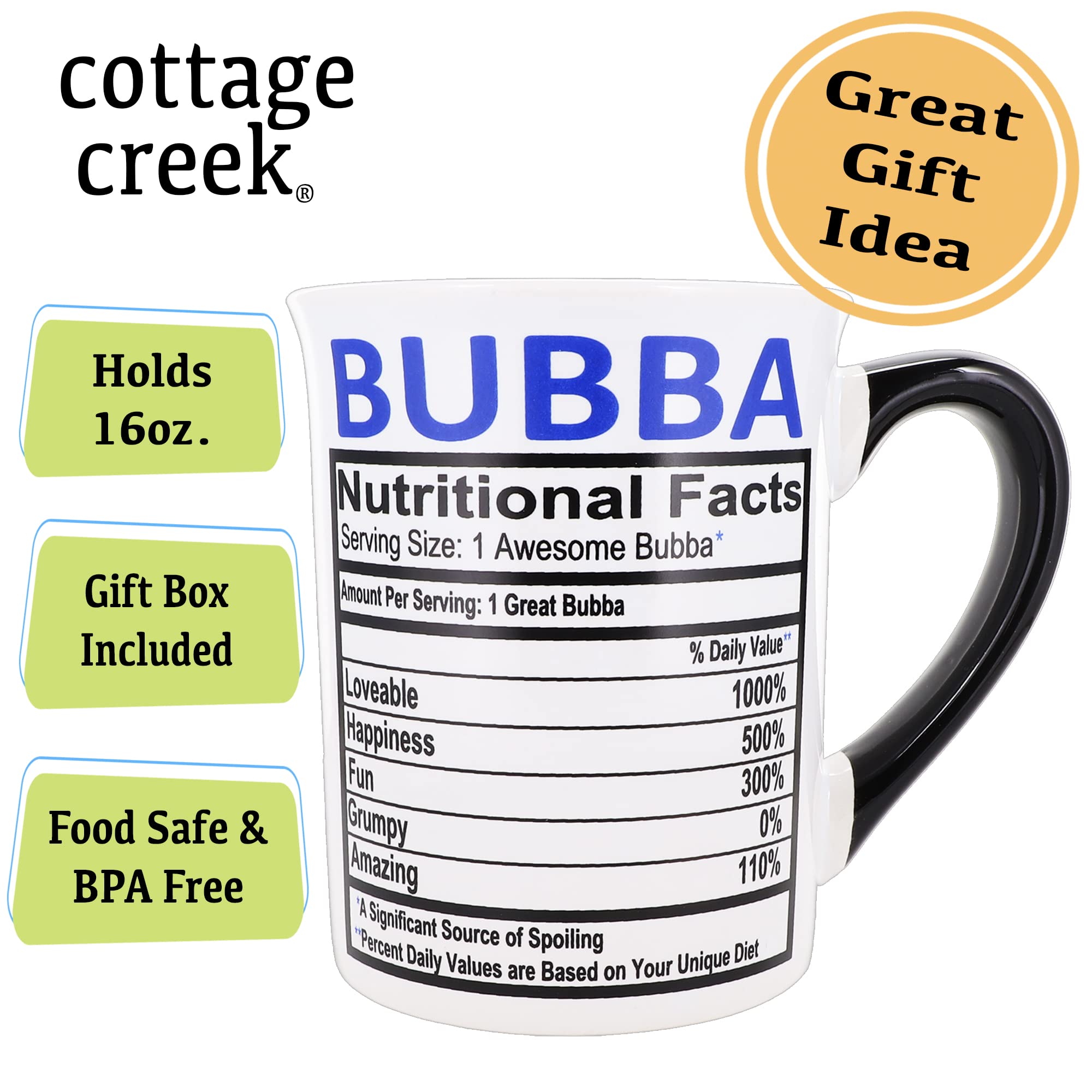 Bubba Cup 16oz Ceramic Coffee Mug - Insulated Travel Mug for Hot & Cold Drinks, Perfect Gift for Men, Dad, Grandpa - Ideal for Home, Office & Outdoor Use