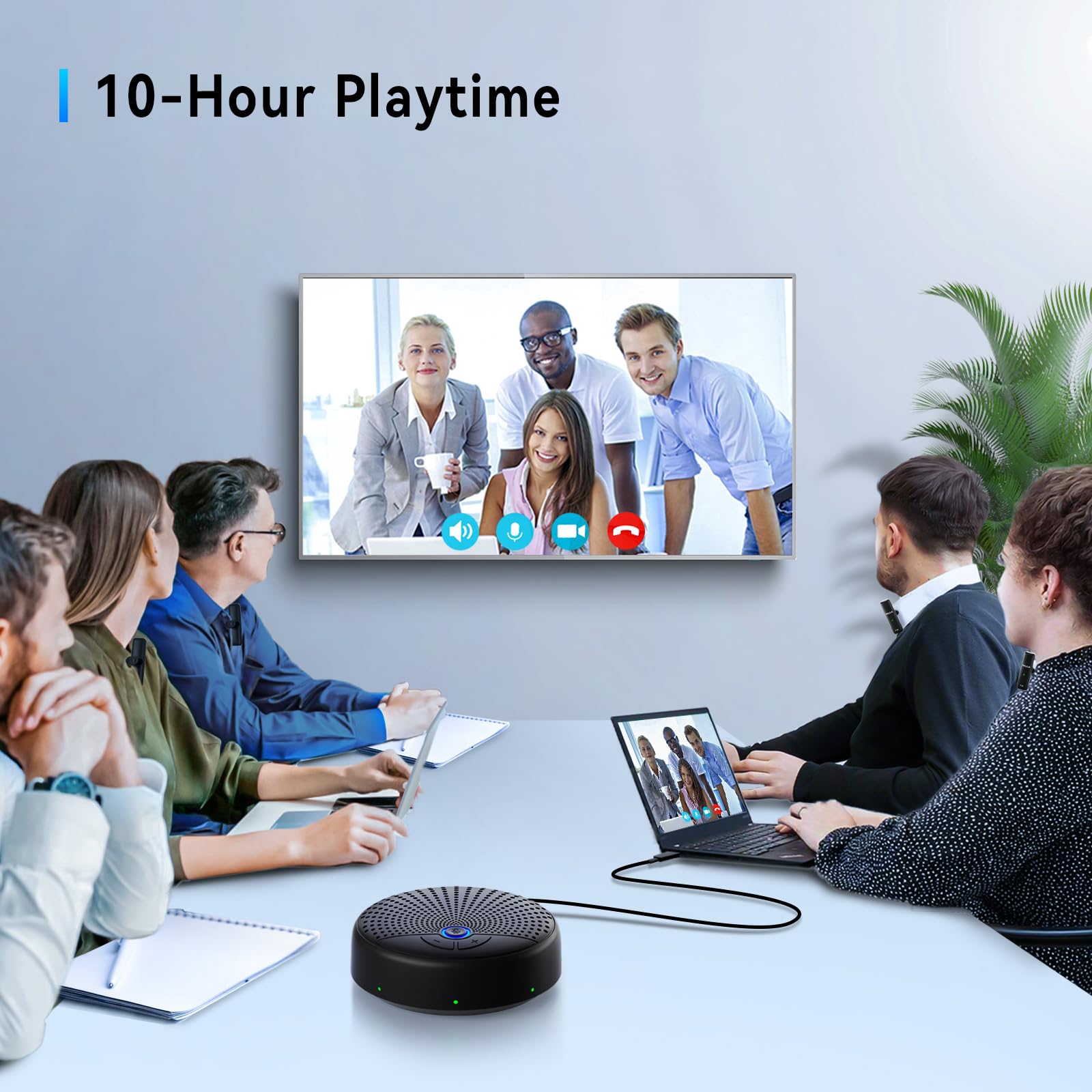 Professional USB Conference Speakerphone with 6 Wireless Microphones - 360° Voice Pickup & AI Noise Cancellation for Zoom/Teams/Skype - Ideal for Business Meetings, Webinars & Remote Collaboration