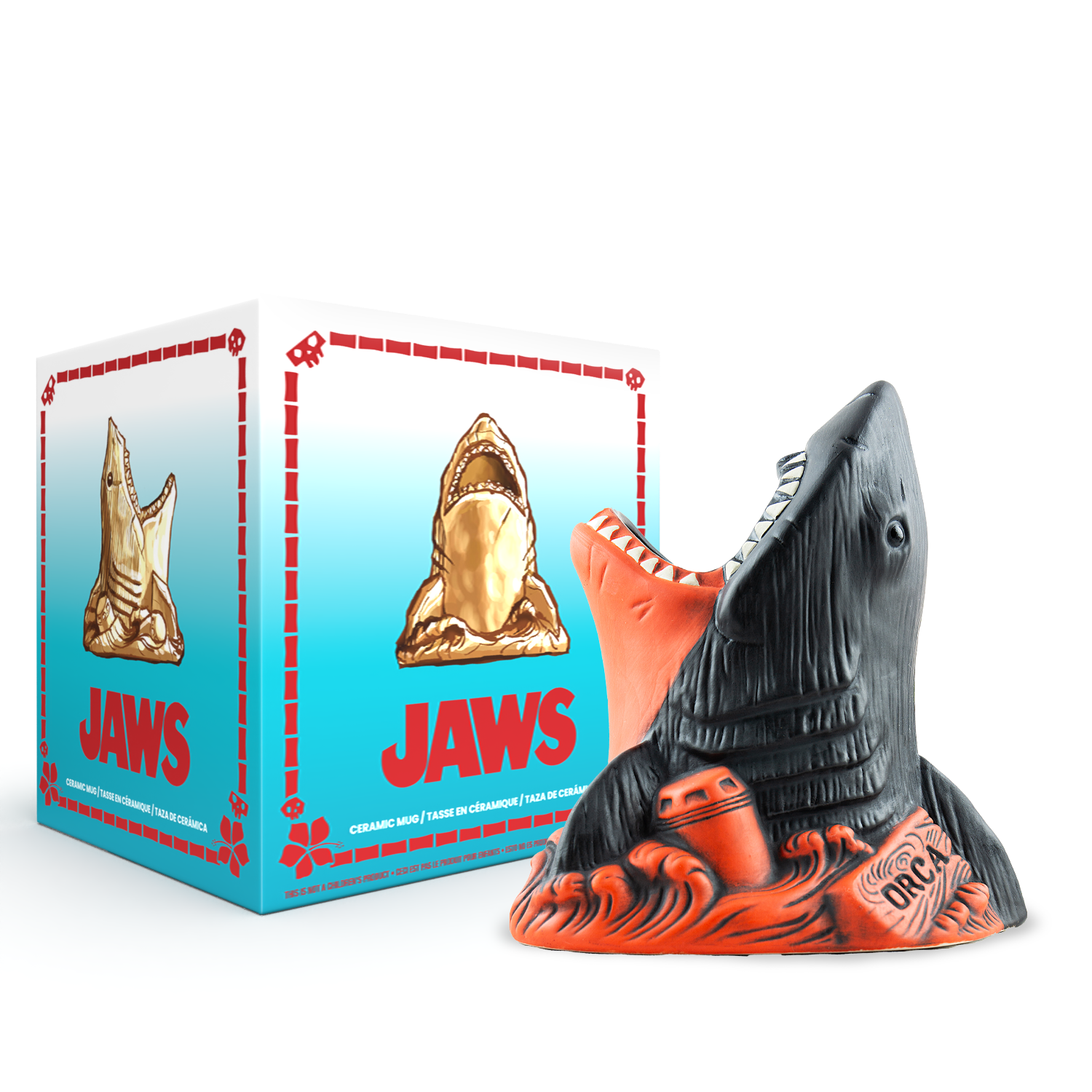 Jaws Tiki Get Out of the Water Variant - Red & Black Collectible Statue for Horror Movie Fans | Perfect for Home Decor, Halloween Party & Movie Themed Gifts