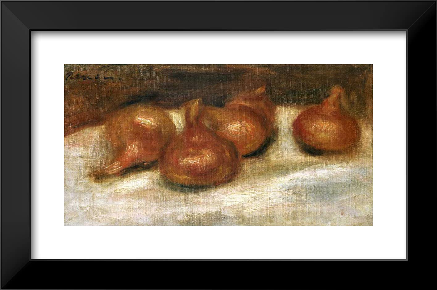 Pierre-Auguste Renoir 'Onions II' 24x16 Black Modern Framed Art Print - Wall Decor for Living Room, Bedroom & Office