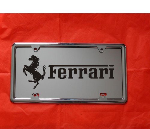 Ferrari Laser Engraved License Plate Frame - Premium Metal Car Accessory with Mirror Finish - Perfect for Ferrari Enthusiasts & Car Show Display