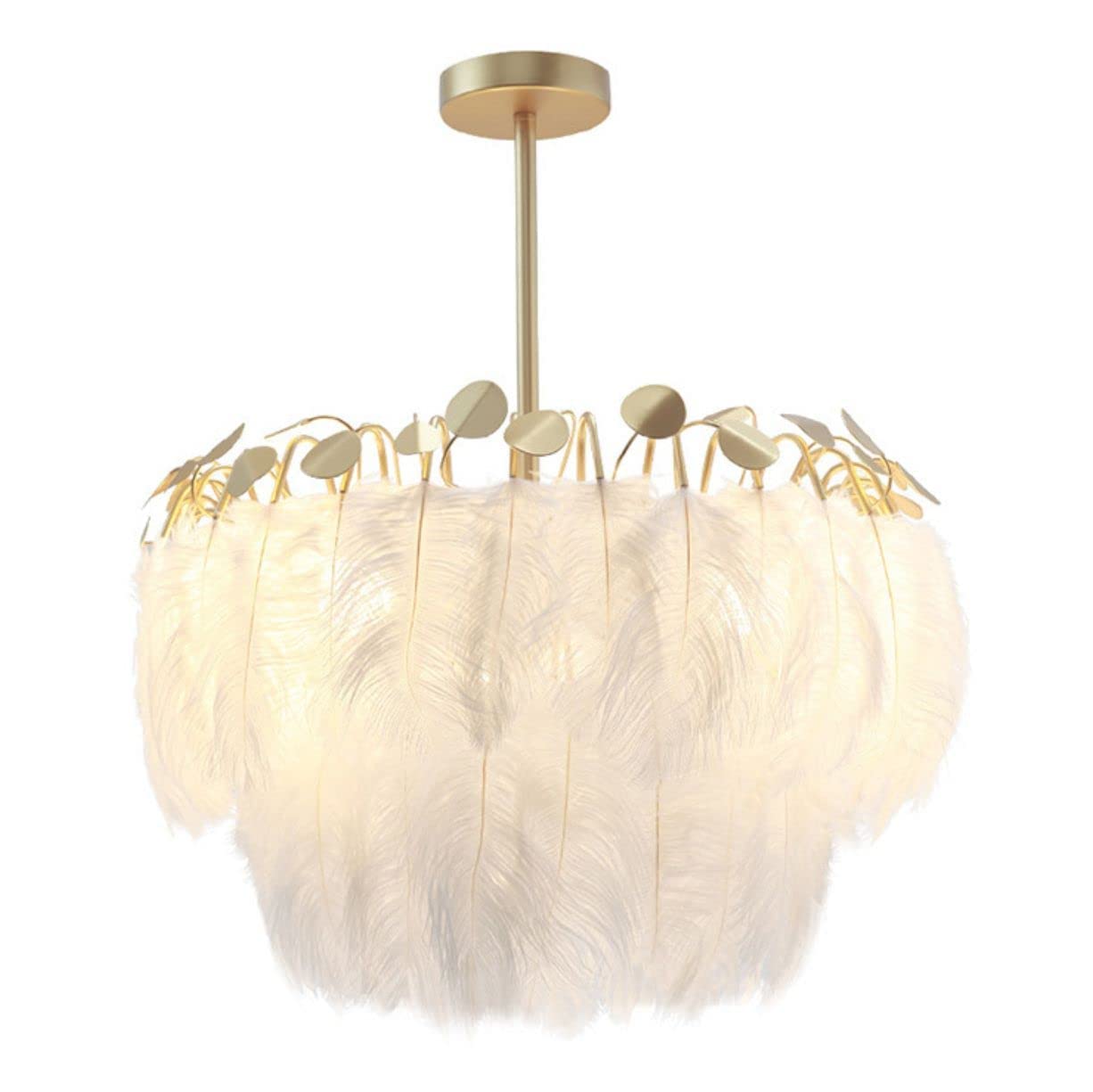 Modern Nordic Feather Pendant Light - Elegant Feather Chandelier for Bedroom, Dining Room & Girls Room | BOKT Large Feather Hanging Lamp for Romantic Home Decor & Ceiling Lighting