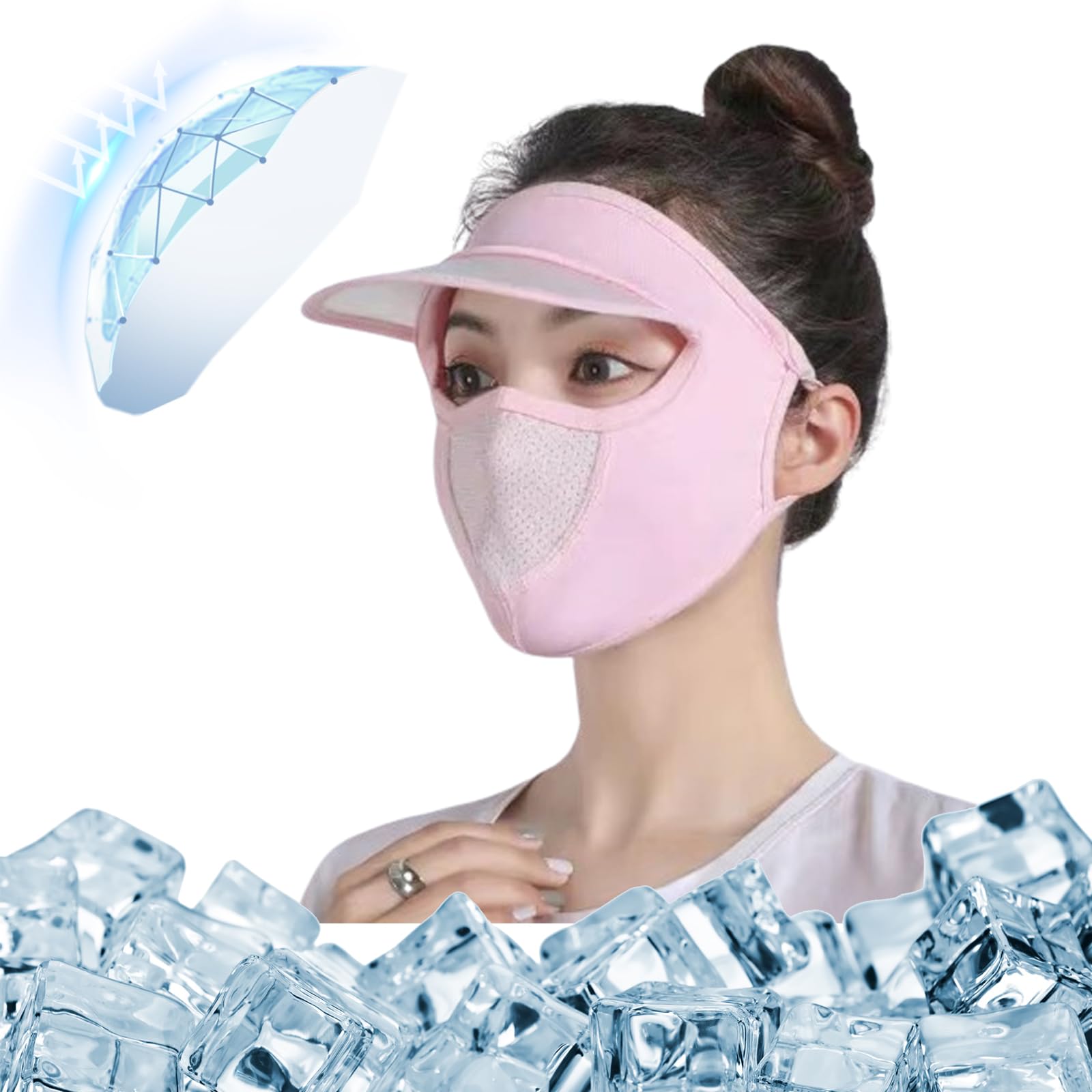 UV Protection Full Face Sunscreen Mask for Women - Ice Silk Vinyl Summer Sun Shade Hat with Wide Brim | Outdoor Activities, Beach, Hiking, Gardening & Driving