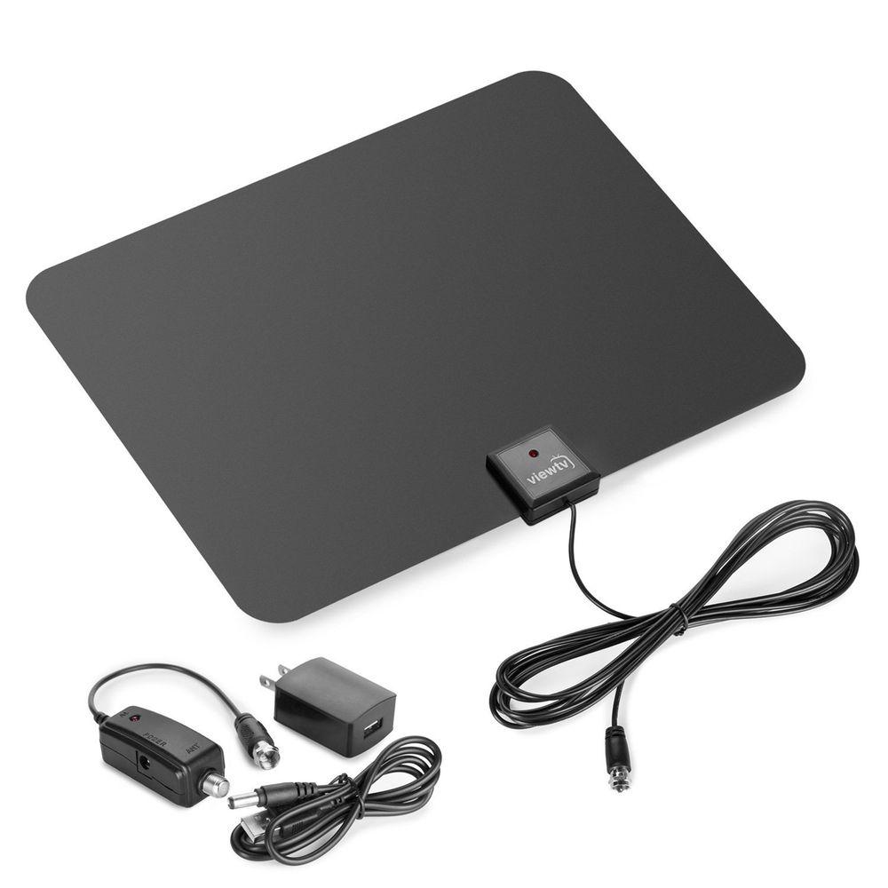 Digital Amplified HDTV Antenna - Indoor Flat UHF/VHF TV Antenna with Detachable Signal Booster for 1080P HD Channels | Perfect for Home, Apartment & RV Use