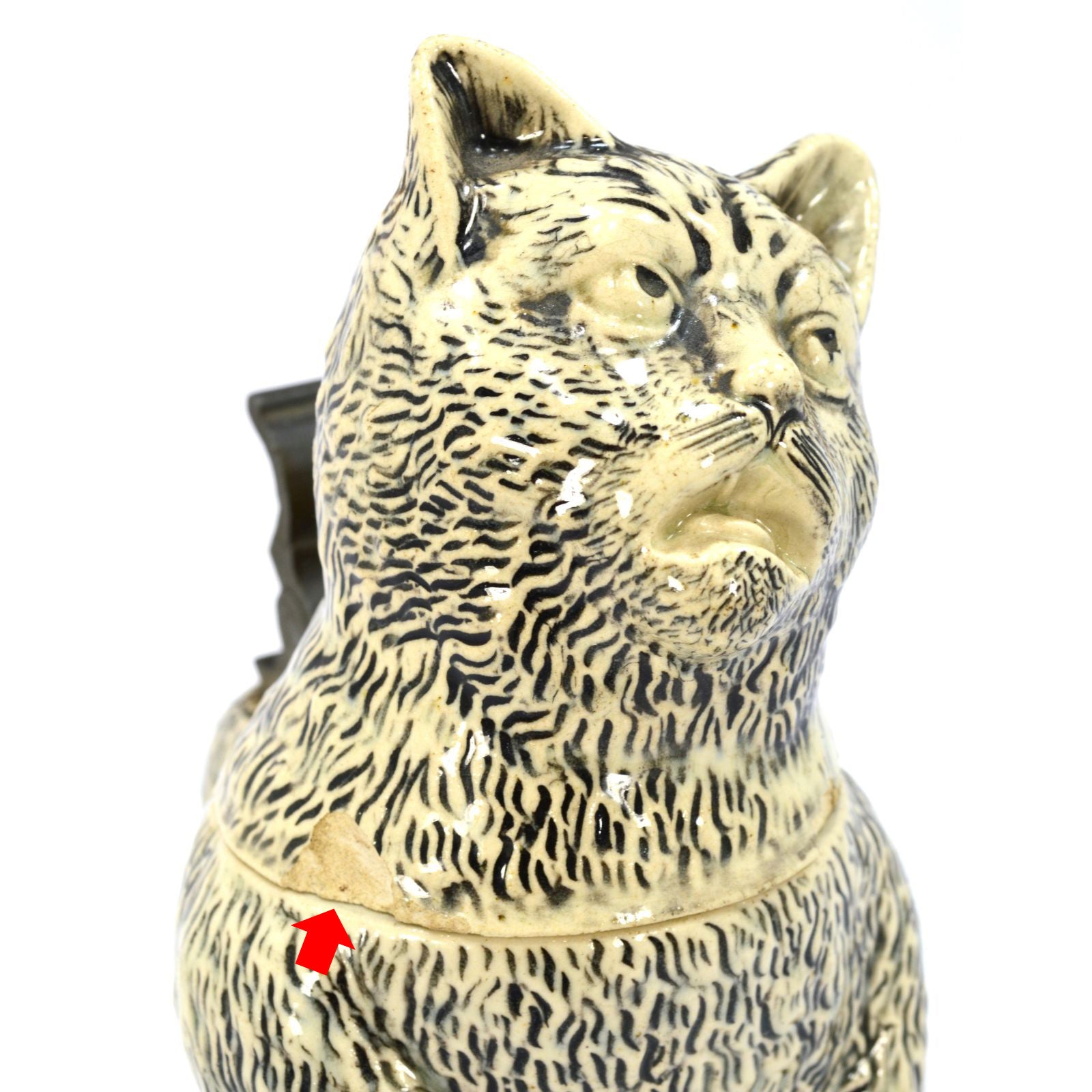 Antique German Character Beer Stein - Drunk Hungover Cat #1000 Steinzeugwerke 19th Century - Perfect for Collectors & Beer Enthusiasts