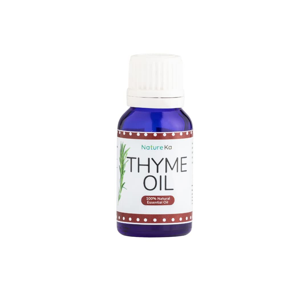 Natureka Thyme Essential Oil 100% Pure Natural Therapeutic Grade - 0.5 fl oz (15ml) for Aromatherapy, Diffuser, Massage & Relaxation | Chemical-Free & Undiluted