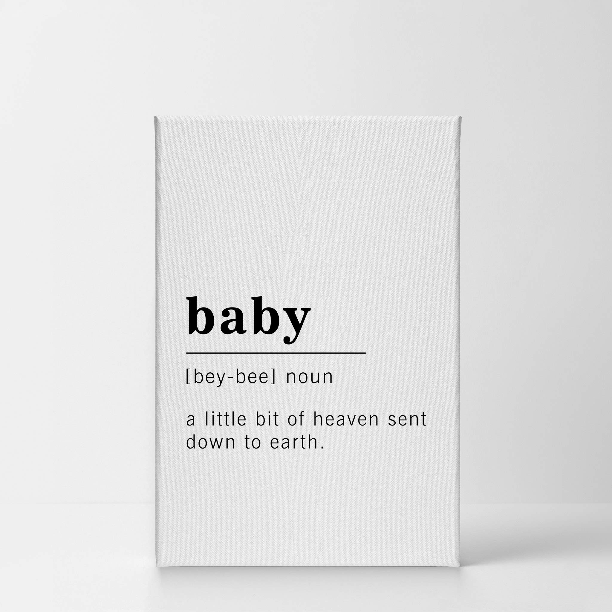 Funny Noun Dictionary Definition of Baby Canvas Print - Inspirational Quote Wall Art for Office, Living Room, Bedroom & Bathroom - Ready to Hang Home Decor (40x30, Made in USA) - Perfect Gift for New Parents & Nursery Decor