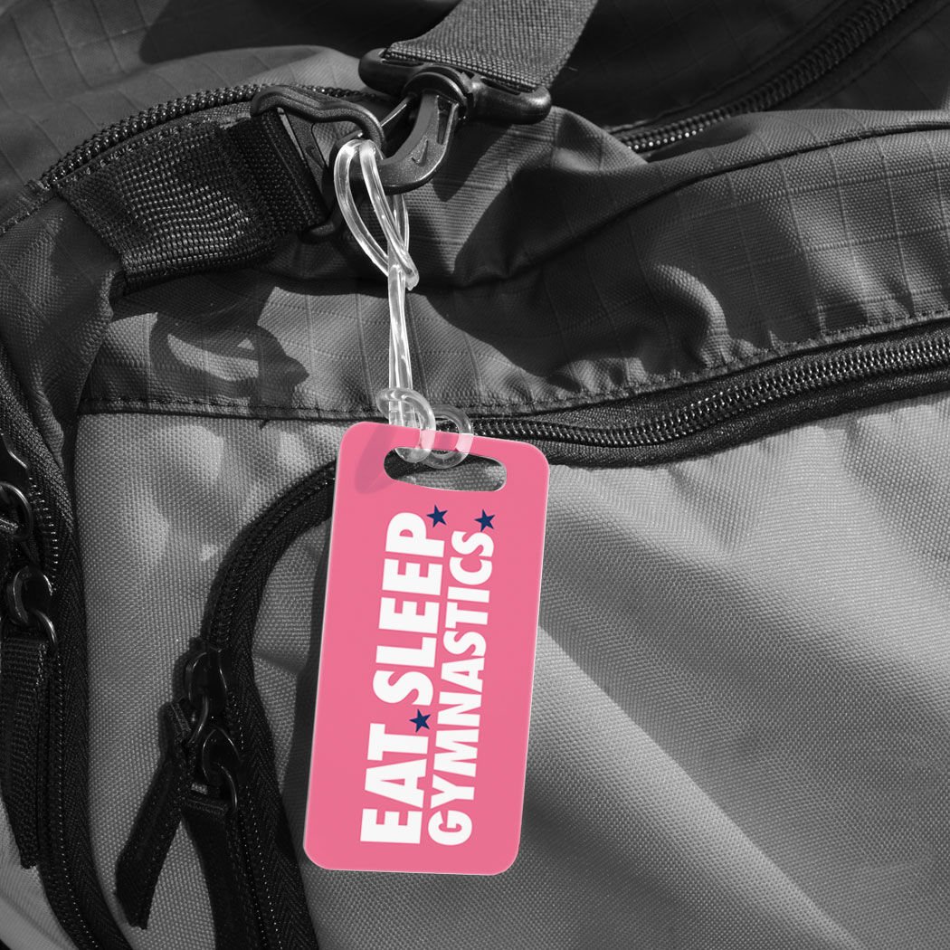 Custom Gymnastics Luggage Tag - Personalized Name & Info on Back - Small Pink Bag Tag for Gymnasts - Perfect for Gym Bags, Backpacks & Travel Luggage