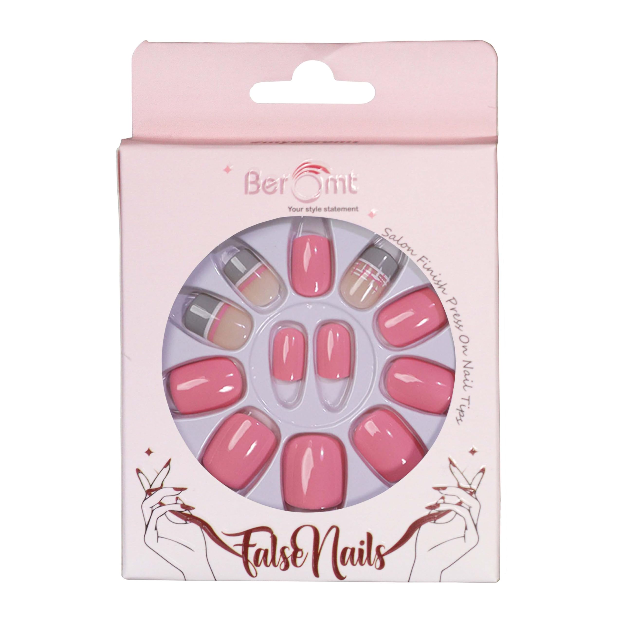12 Pcs Printed False Nails Kit for Women - Cute Multicolor Artificial Nails with Nail Glue & Stickers | Perfect for Parties, Weddings, and Everyday Nail Art Designs (BFN531CN)