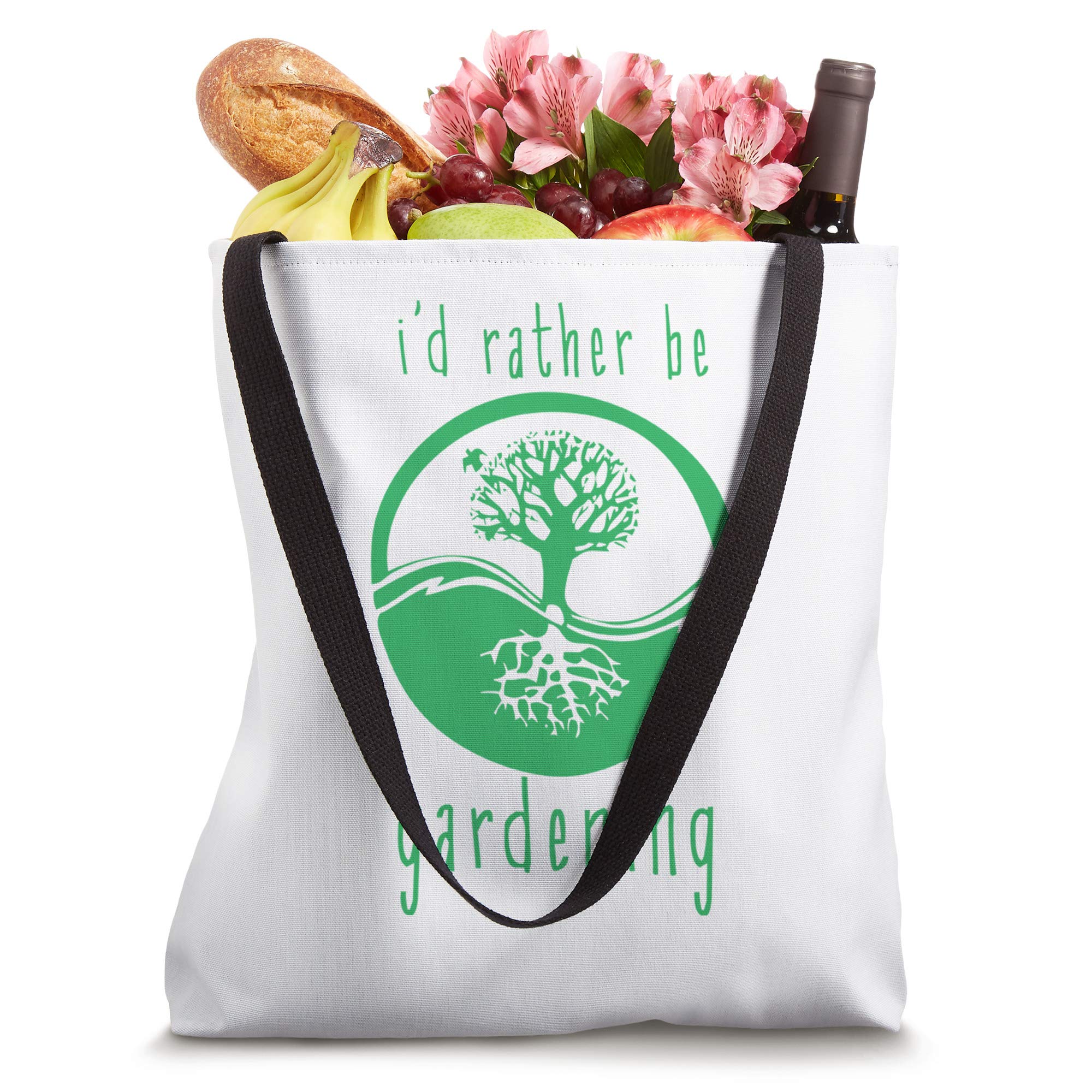 I'd Rather Be Gardening Nature Tote Bag - Eco-Friendly Cotton Canvas Shopping Bag for Farmers Market, Beach, Groceries & Daily Use