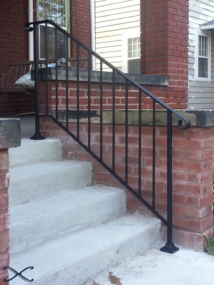 Iron X Handrail Picket #4 for Brick or Paver Steps - Durable Outdoor Stair Railing Support for Patio, Deck, and Garden Safety