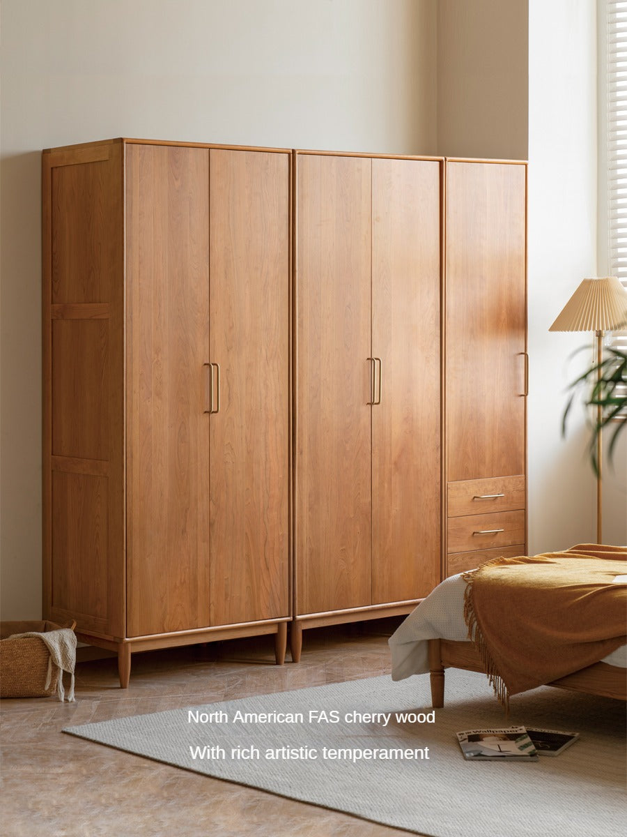Solid Oak and Cherry Wood Wardrobe - Elegant and Durable Closet for Bedroom, Living Room, or Walk-In Closet Storage