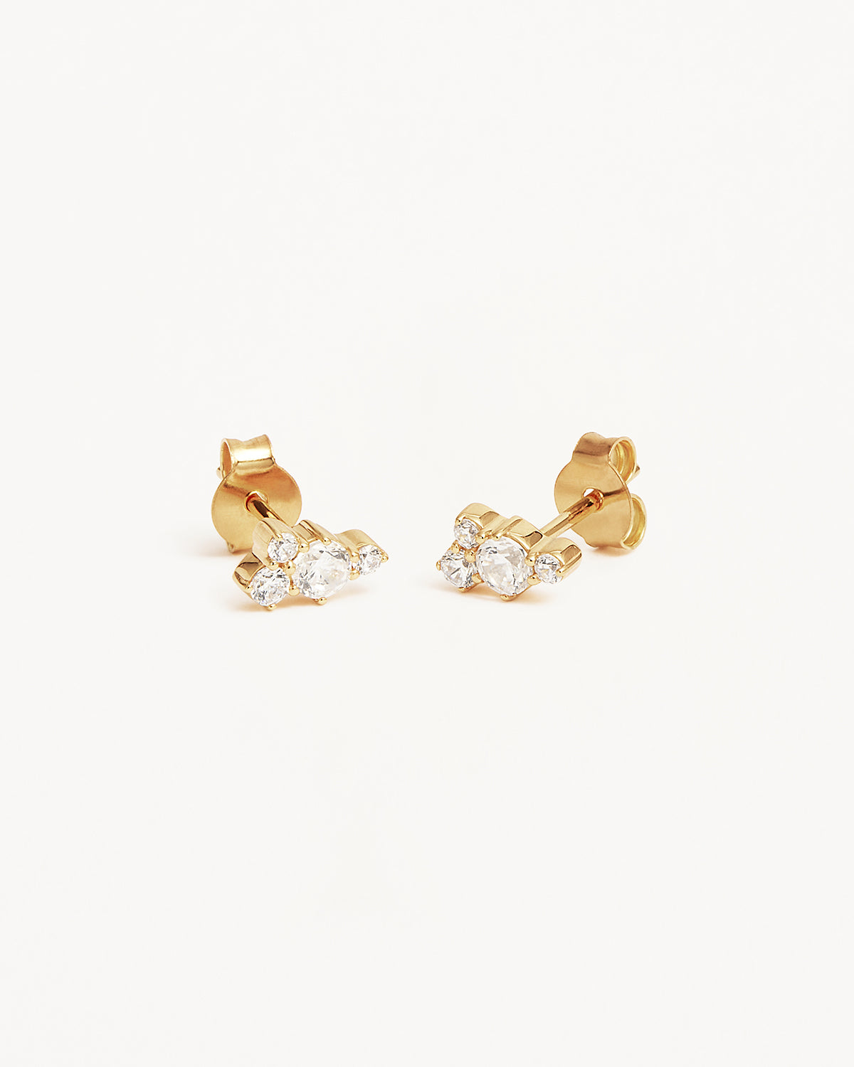 18K Gold Vermeil Mist Stud Earrings - Dainty Minimalist Earrings for Women, Hypoallergenic Cubic Zirconia Jewelry - Perfect for Everyday Wear, Date Night & Special Occasions