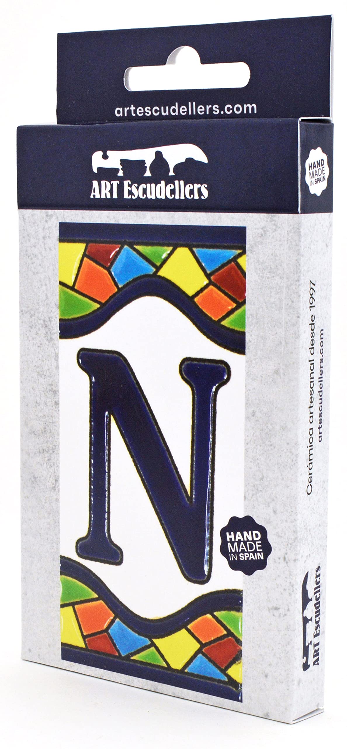 4 Inch Handpainted House Letter Tiles - Custom Address Numbers & Names for Home Signs - MOSAICO MEDIANO Design 4.29