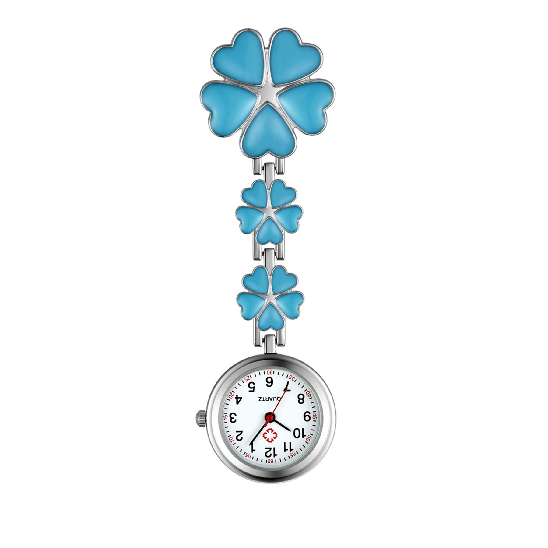 Avaner Women's Clip on Fob Watch - Stainless Steel Quartz Nurse Watch with Second Hand, Flower Shape Lapel Pocket Watch for Nursing, Medical Professionals & Vintage Style Lovers | Perfect for Hospital Shifts, Clinical Work & Formal Attire