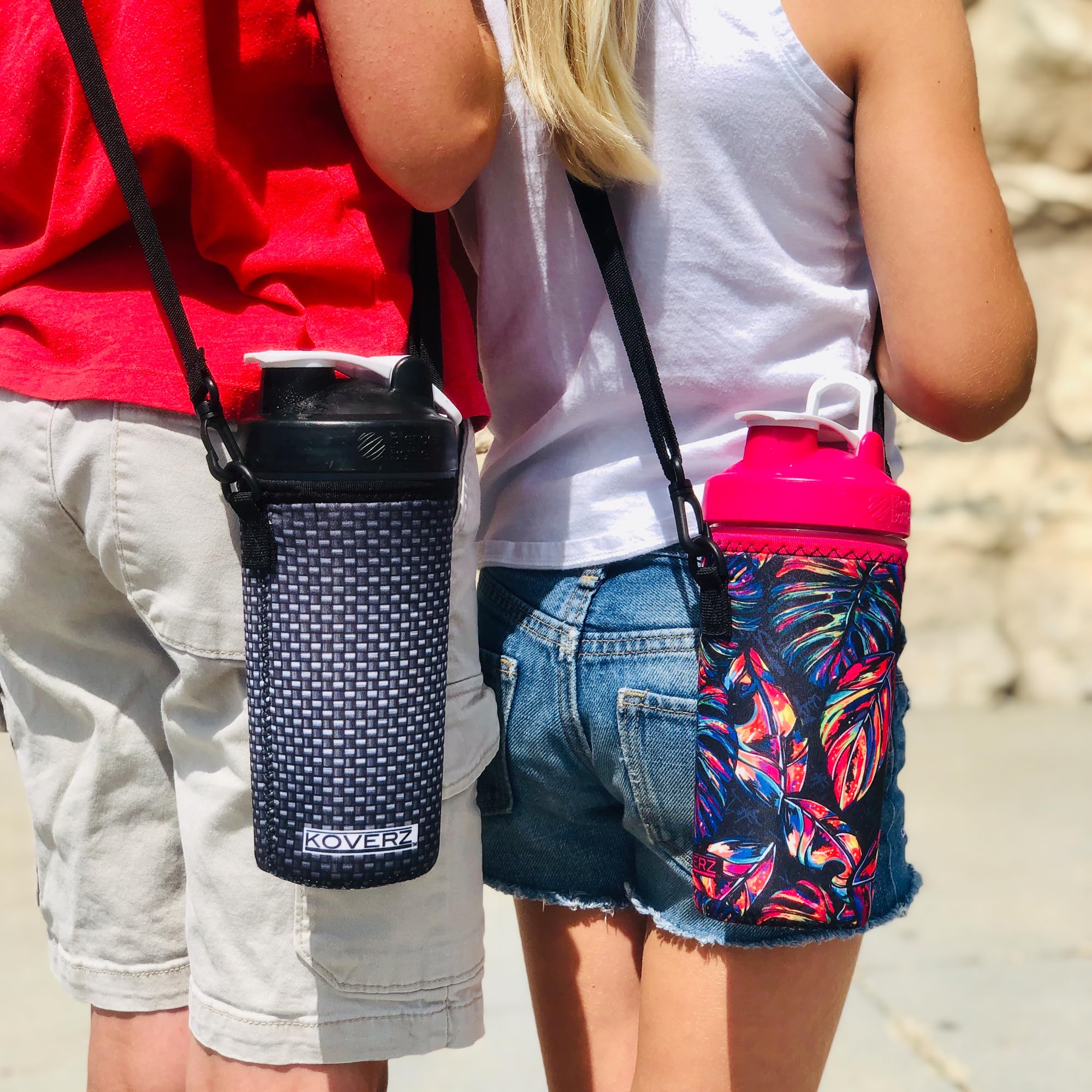 Koverz 24-30oz Insulated Water Bottle with Shoulder Strap - for Hiking & Gym