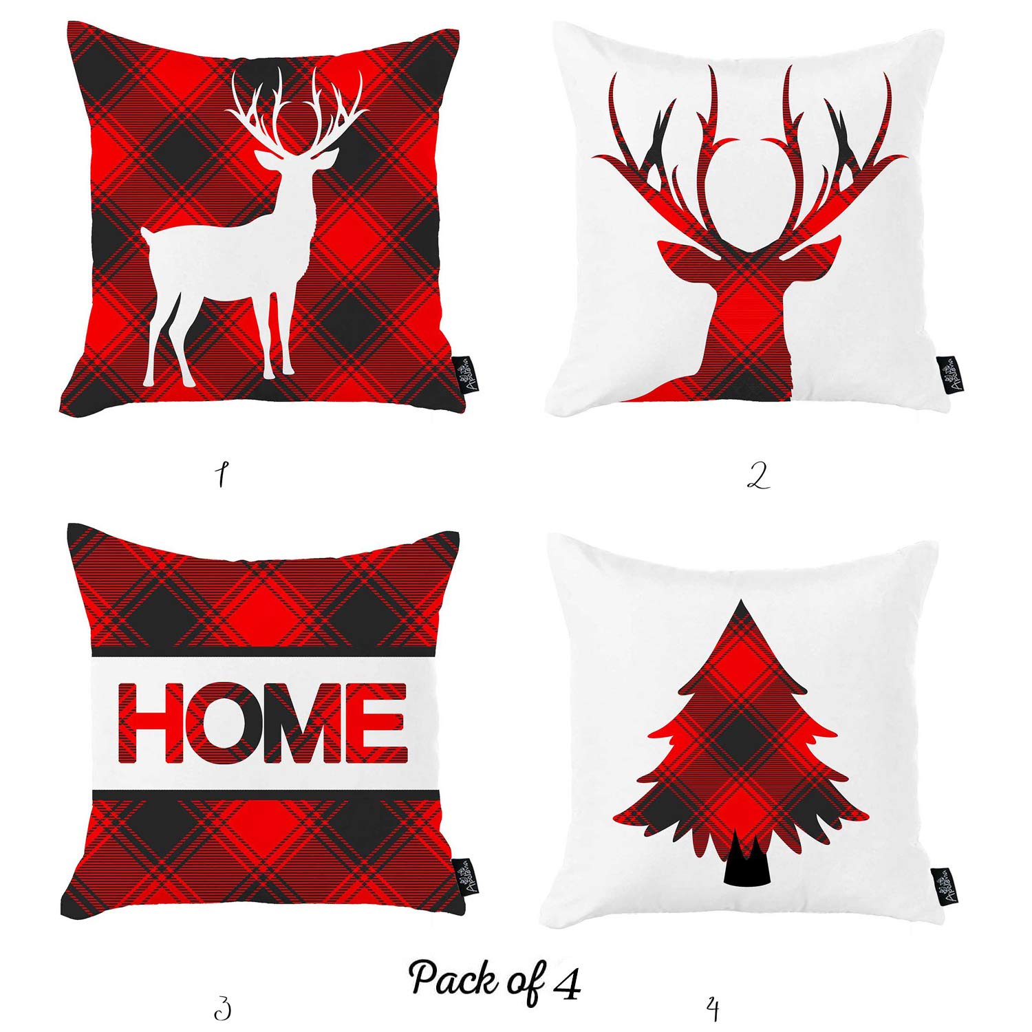 Santa & Merry Christmas Decorative Throw Pillow Covers - 18x18 Inch Holiday Cushion Covers with Festive Noel Tree Design for Sofa, Bed & Home Decor
