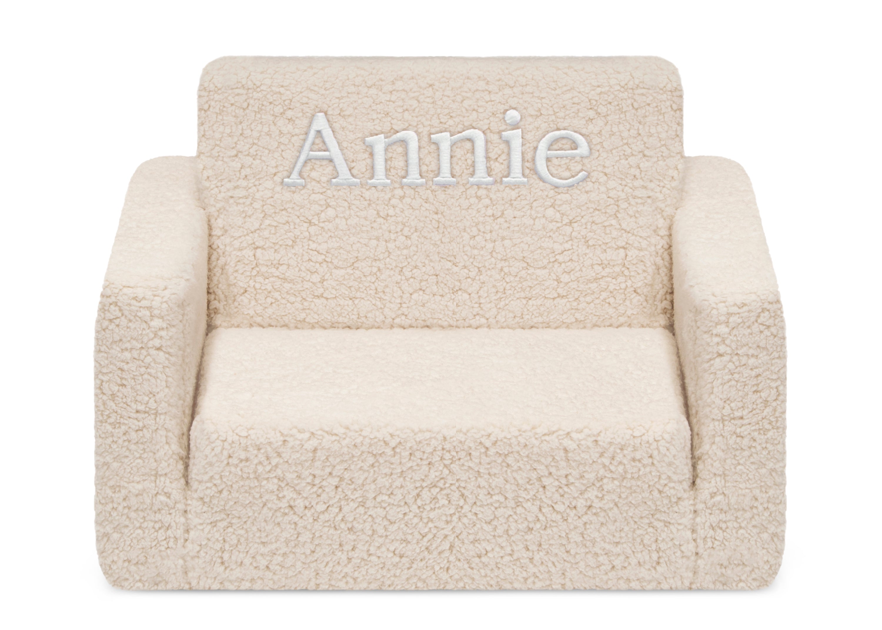 Personalized Cozee Flip Out Sherpa 2-in-1 Convertible Chair to Lounger for Kids - Soft Plush Kids Furniture for Bedroom, Playroom & Reading Nook