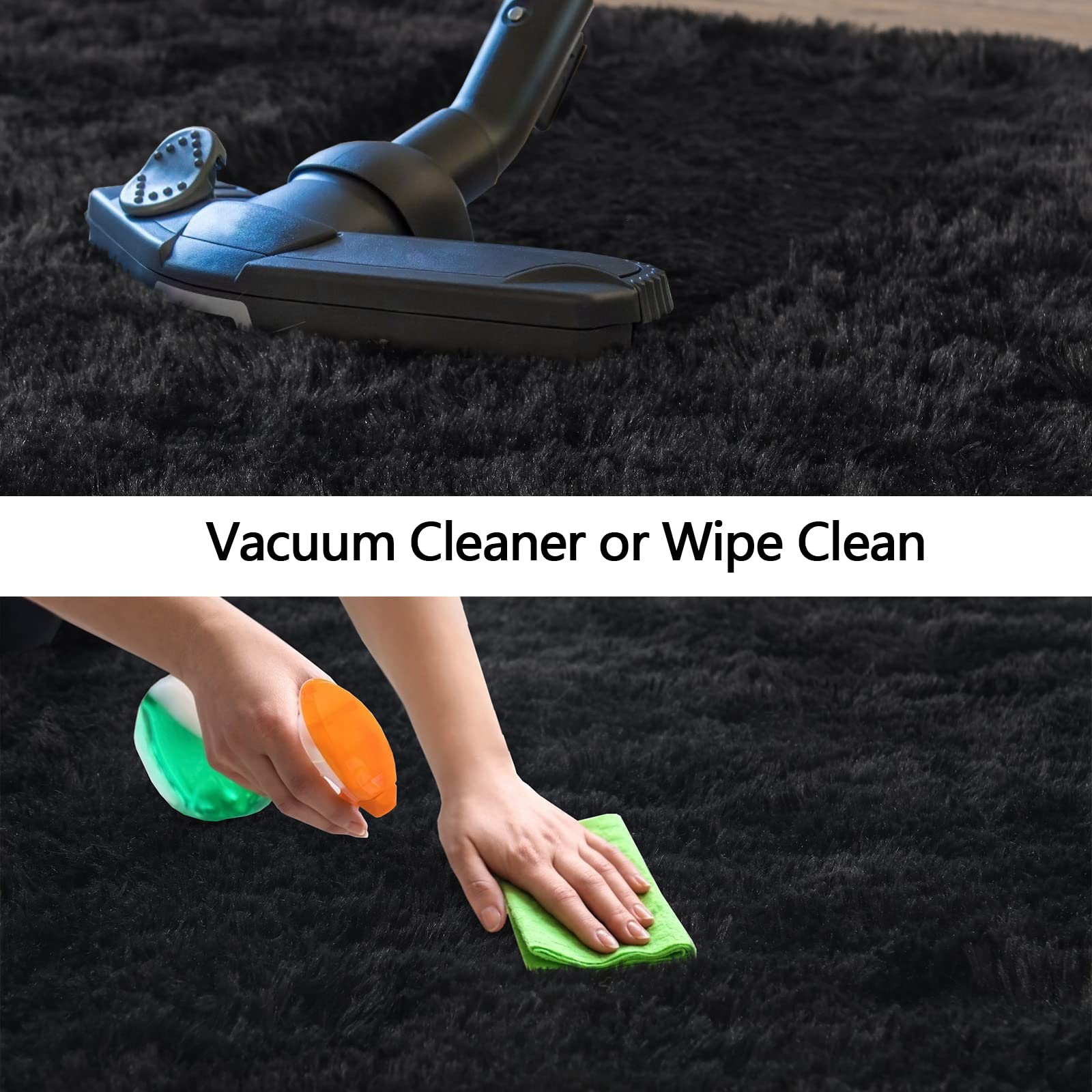 Premium Fluffy Black Shaggy Area Rug 3x5 Feet - Ultra Soft Non-Slip Washable Carpet for Bedroom, Living Room, Kids Room, Nursery, Office & Dorm Decor | Cozy Home Accent for Comfort & Style