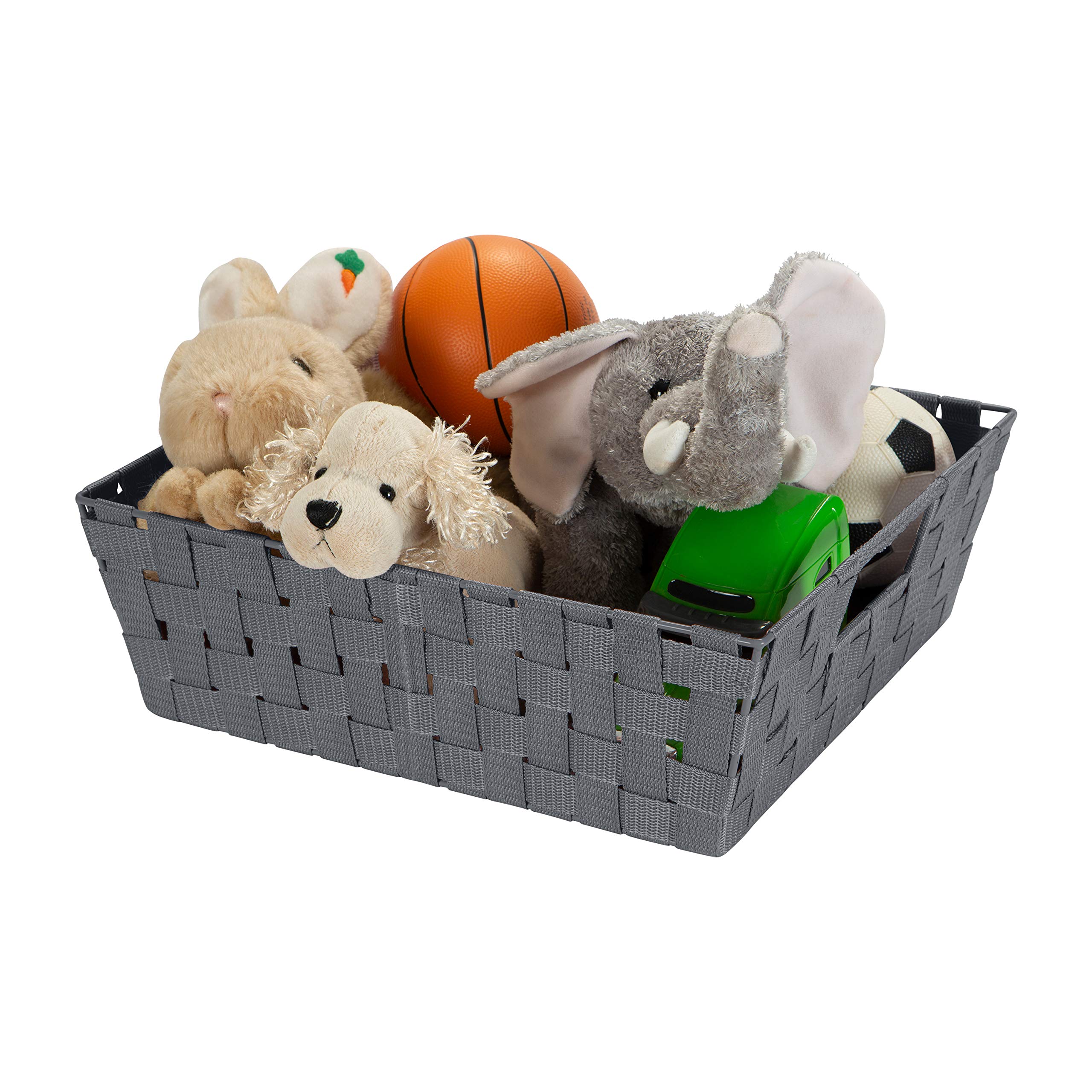 Large Woven Storage Basket with Handles - 2 Pack Grey for Home & Office Organization