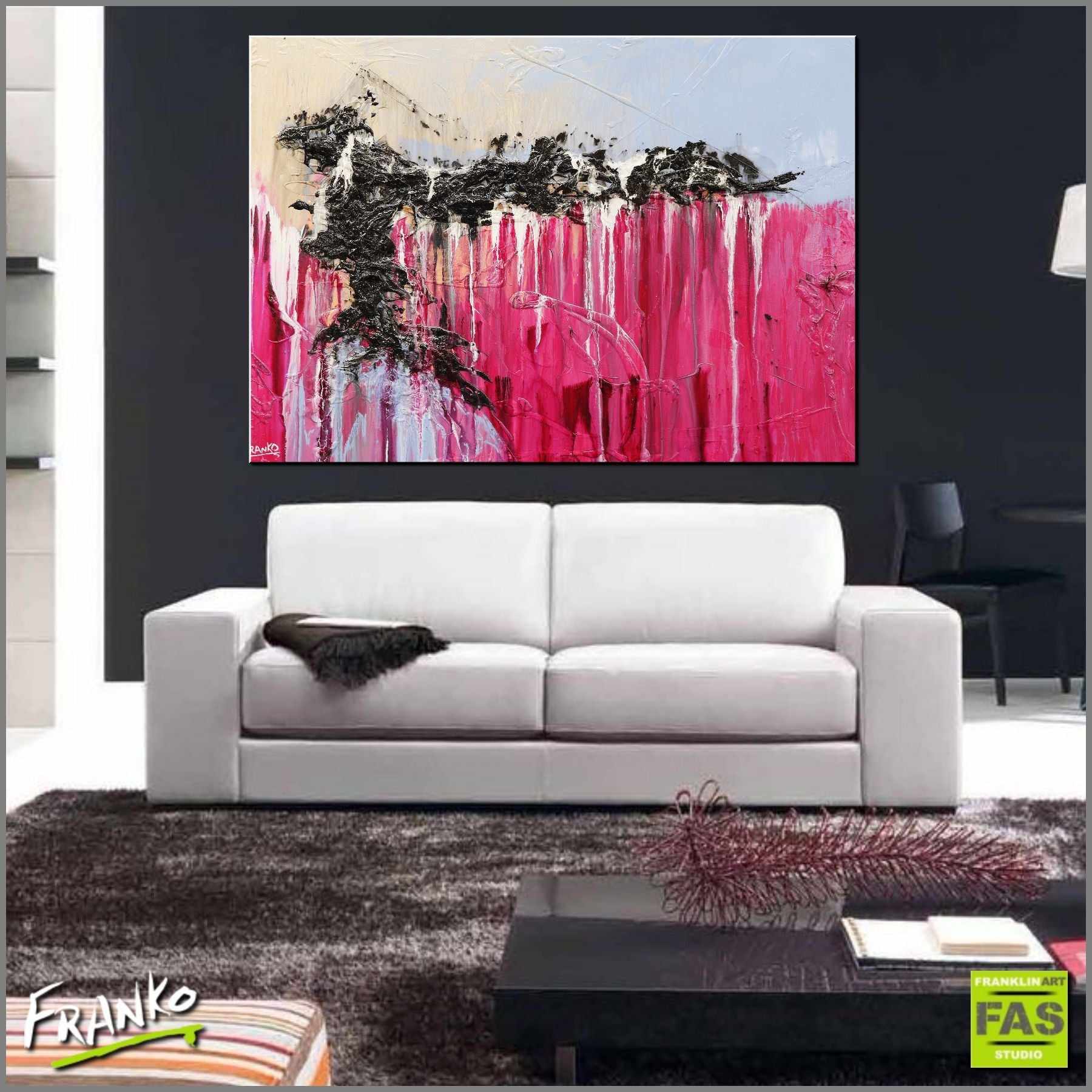 140cm x 100cm Pink Abstract Canvas Painting - Modern Wall Art for Living Room, Bedroom & Office Decor | Magenta Urge Collection