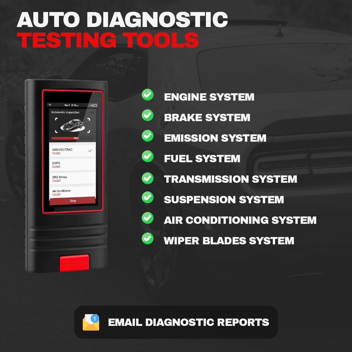 THINKPLUS 5 Inch OBD2 Scanner - Full System Car Diagnostic Tool with 1 Year Free Software Updates | Compatible with Most Vehicles for Engine, ABS, Transmission & More | Perfect for Mechanics & DIY Car Repairs