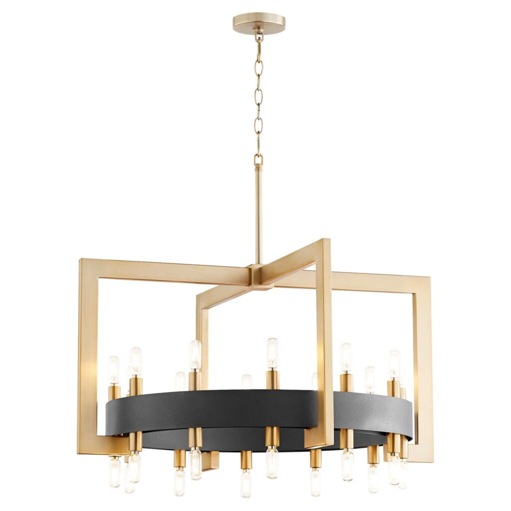Cyan Design 11269 Archibald 24-Light Chandelier in Noir & Aged Brass - Elegant Dining Room Lighting for Restaurants and Luxury Homes