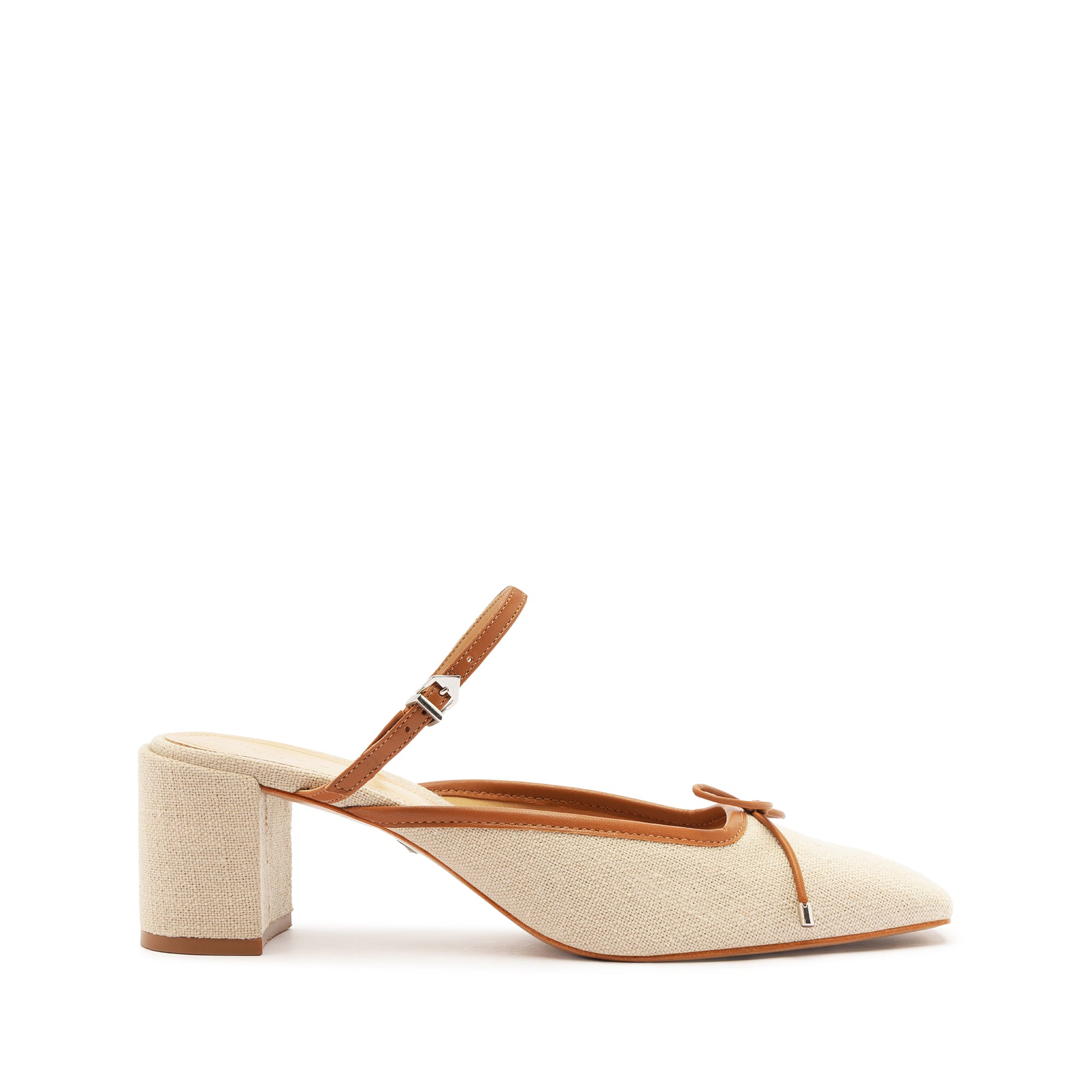 Arissa Linen Block Mule - Comfortable Women's Summer Slides | Breathable Linen Fabric | Casual Home & Beach Sandals