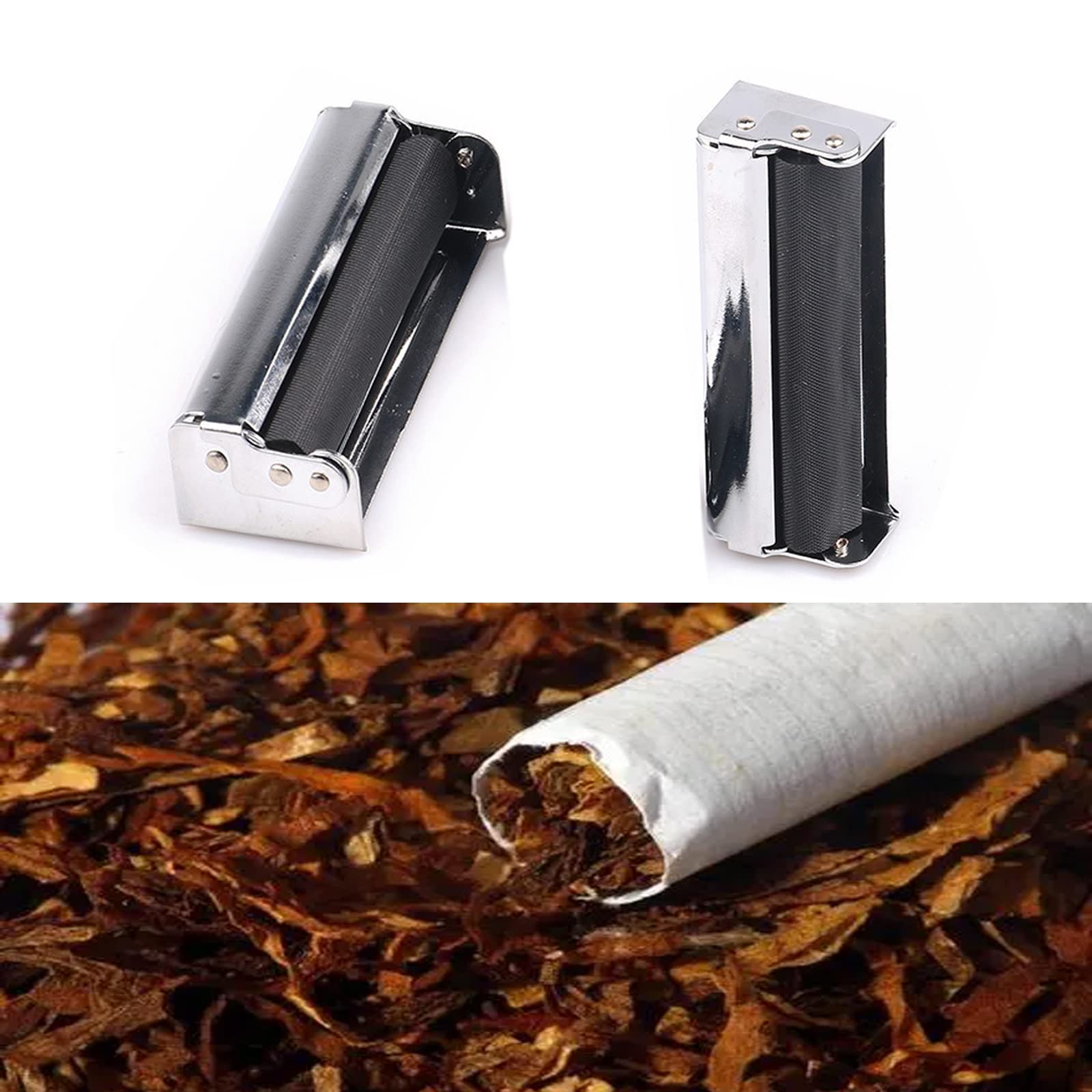 110mm Metal Cigarette Roller Machine with Lid - Premium Cigarette Rolling Device for Perfect Handmade Cigarettes - Includes Rolling Papers - Ideal for DIY Smokers, Travel & Home Use