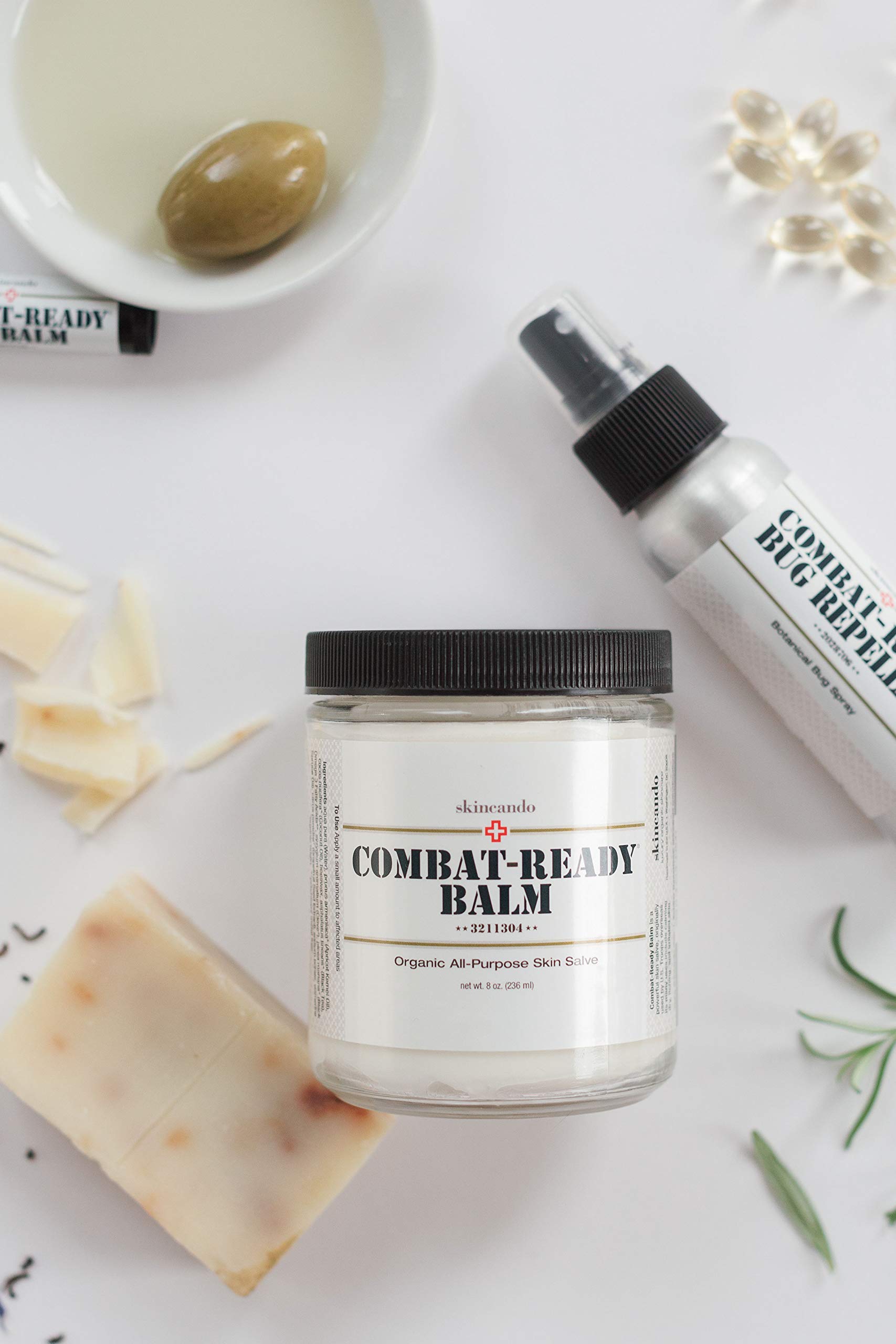 Skincando Combat Ready Skin Balm 8oz - All Natural Intensive Moisturizer with Organic Apricot Kernel Oil & Grapefruit Seed Extract - Hydrating Skin Cream with Black Spruce & Black Tea - Perfect for Dry Skin, Outdoor Activities & Daily Skincare Routine