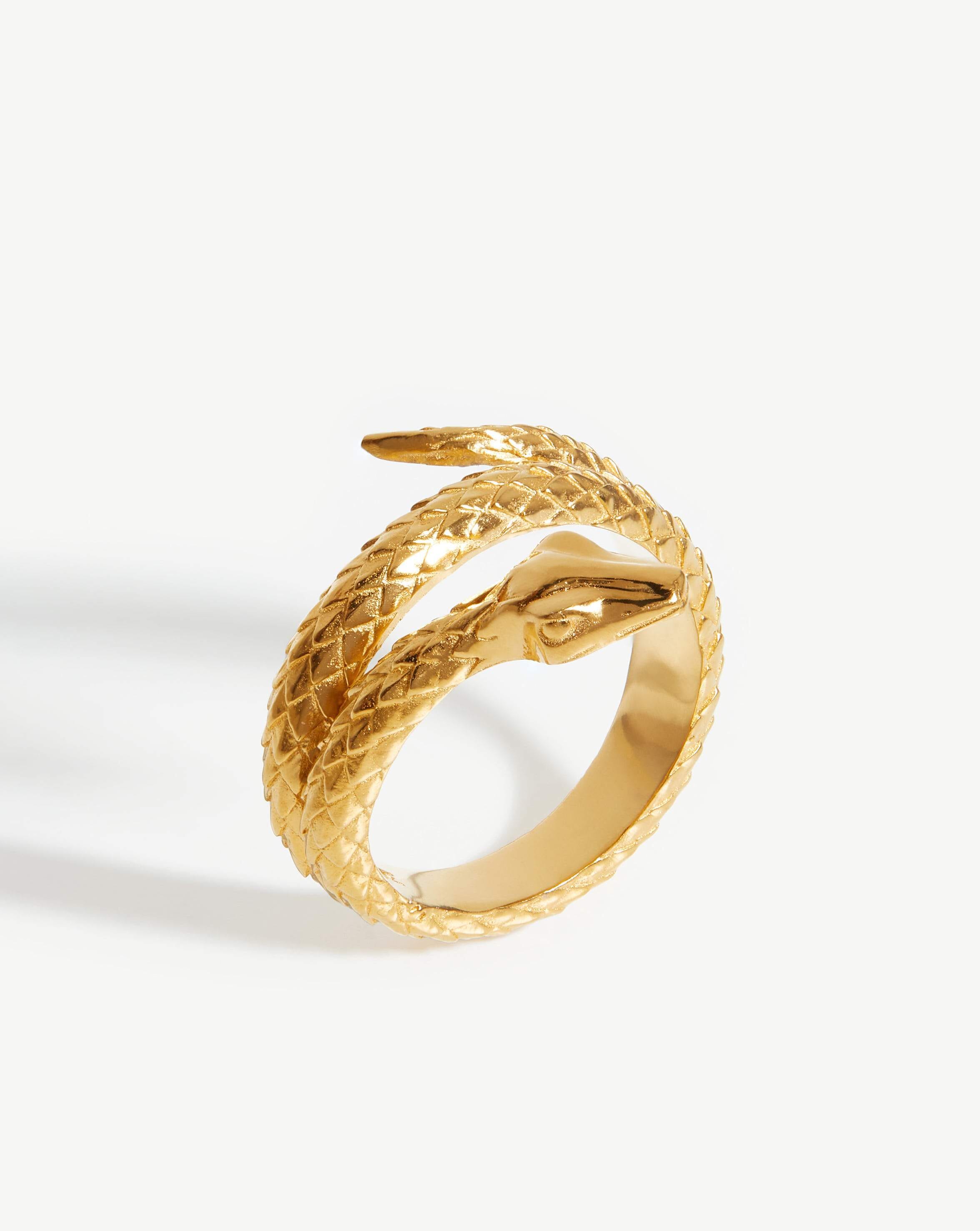 Harris Reed Coiled Serpent Ring - 18k Gold Plated Statement Jewelry for Women | Elegant Snake Ring for Parties, Date Nights & Special Occasions