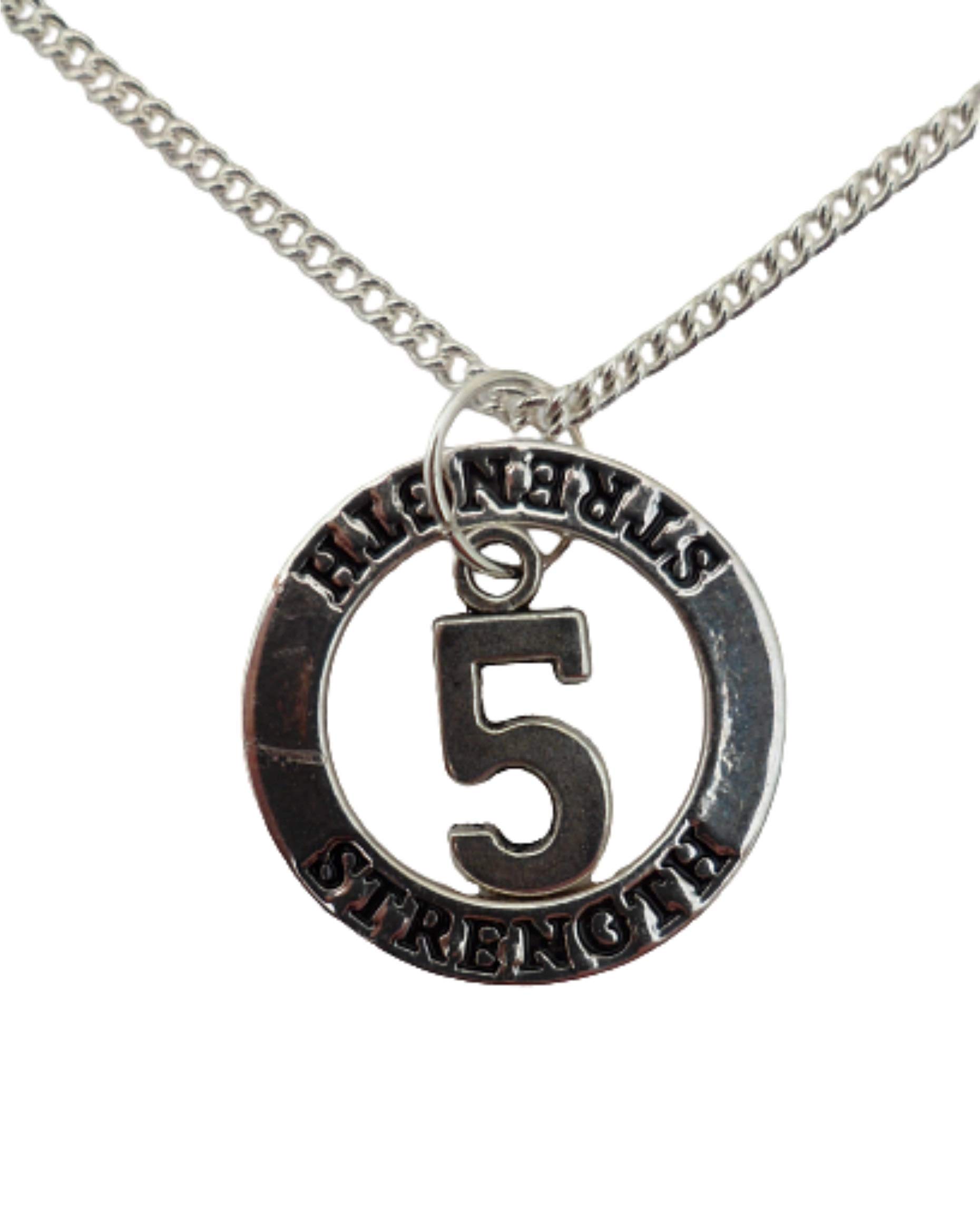 Silver Plated Number 5 Charm Necklace - Birthday & Anniversary Gift for Strength