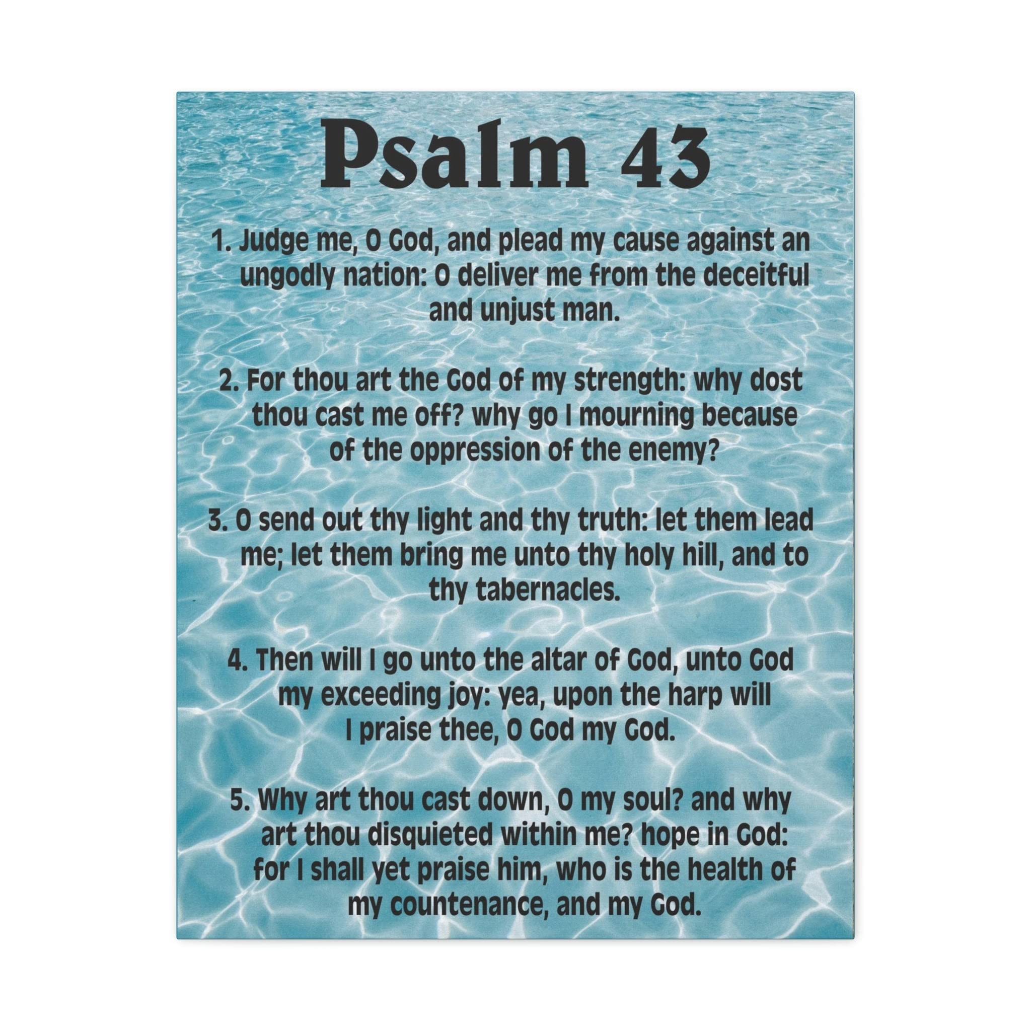 Christian Wall Art - Bible Verse Canvas Print with Psalm 43: Judge Me Scripture - Inspirational Home Decor for Living Room, Bedroom & Church