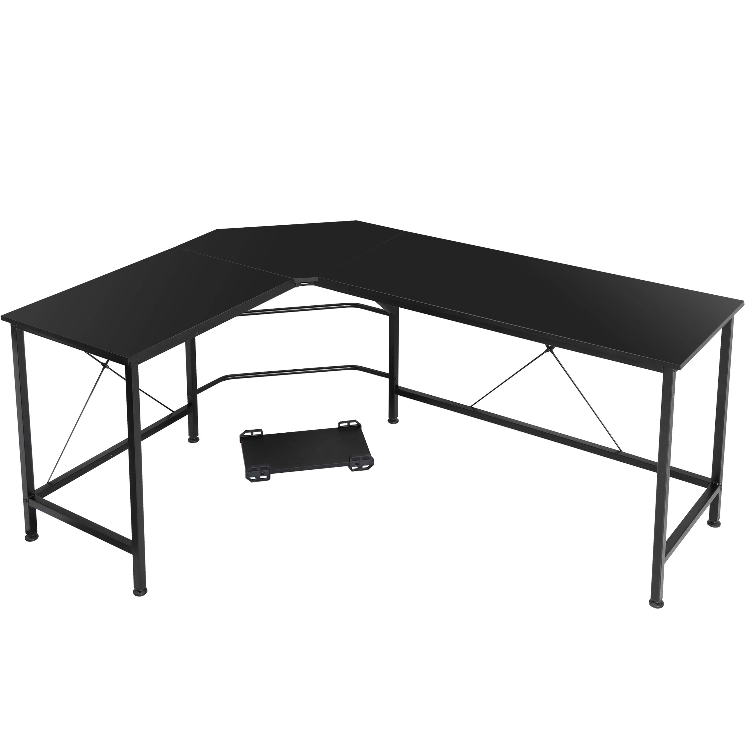 HomGarden L-Shaped Computer Desk - Modern Corner Workstation for PC & Laptop, Sturdy Wood Desktop with Metal Frame (Black) - Perfect for Home Office, Gaming & Study Spaces