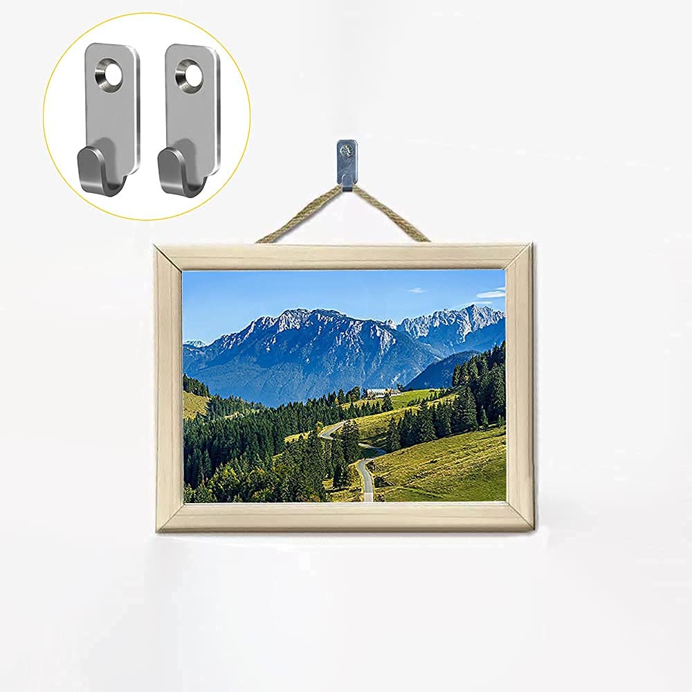 10-Pack Heavy Duty 304 Stainless Steel Wall Hooks - Mini J Hooks for Hanging Picture Frames, Mirrors, Keys & More - Durable Wall Mount Hangers for Wire, D-Rings & Keyhole Slots (Perfect for Home Decor & Office Organization)