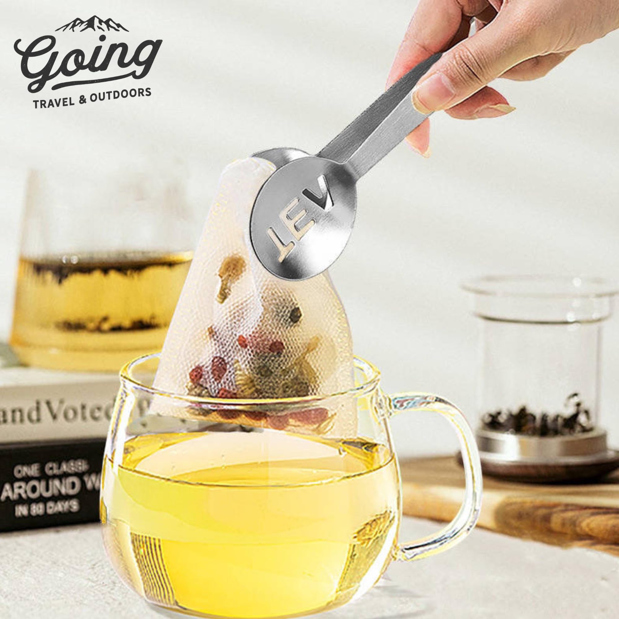 Premium Stainless Steel Tea Bag Holder & Strainer Clip - Squeezer, Clamp & Stirrer for All Tea Bag Sizes - Compact Travel-Friendly Design - Perfect for Home, Office & On-the-Go Tea Lovers