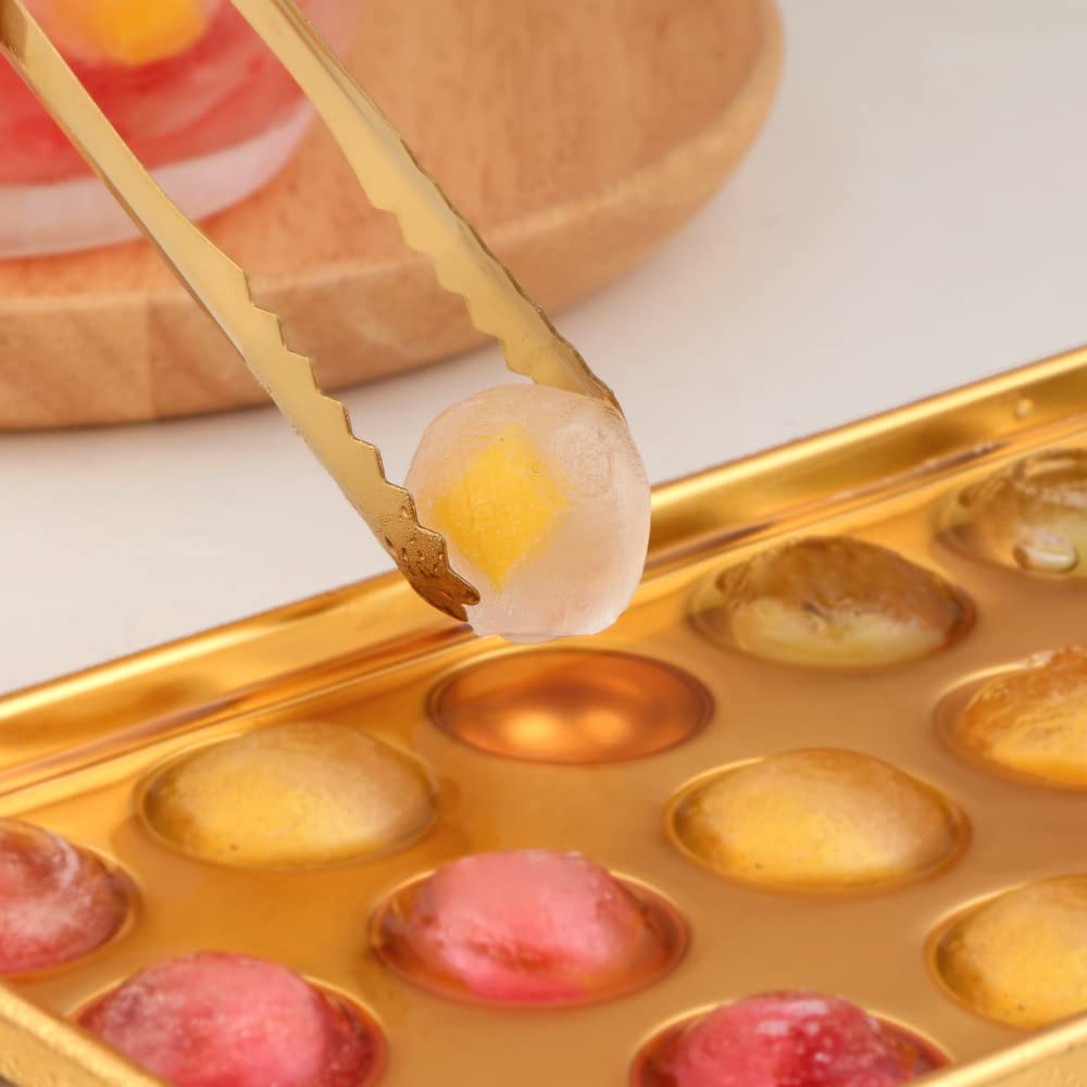 Premium Stainless Steel Ice Cube Tray with Ice Tong & Straw Spoon - Durable, Flexible Rose Gold Ice Mold for Cocktails, Whiskey, Chocolate Making - Perfect for Home Bars, Parties & Gift Giving