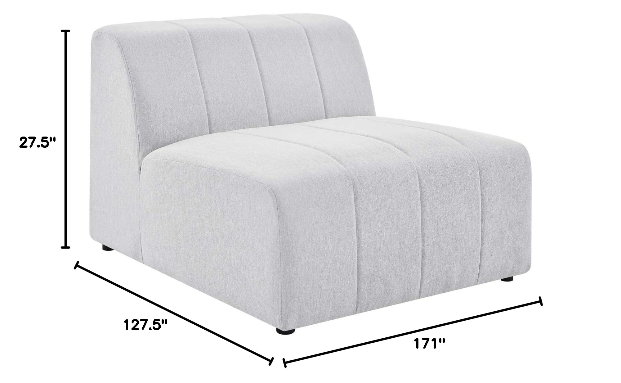 Modway Bartlett 6-Piece Upholstered Sectional Sofa with Chaise in Ivory - Modern Tufted Fabric Living Room Furniture for Family Gatherings & Home Theater