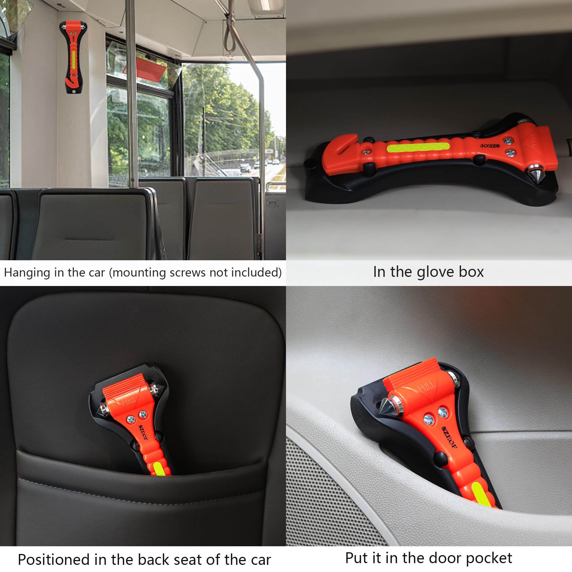 Emergency Car Window Breaker & Seatbelt Cutter - 2 Pack Safety Hammer for Vehicle Escape - Multi-Tool for Breaking Glass & Cutting Seatbelts - Essential Car Emergency Kit (Orange) - Perfect for Accidents, Floods & Locked Doors