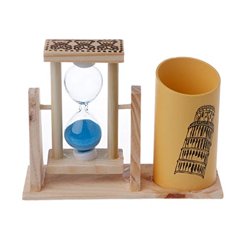 Premium Wooden Timer Pen Holder with Hourglass - Stylish Office Desk Organizer for Pencils, Pens & Stationery - Perfect for Home Office, Study & Workspace Organization