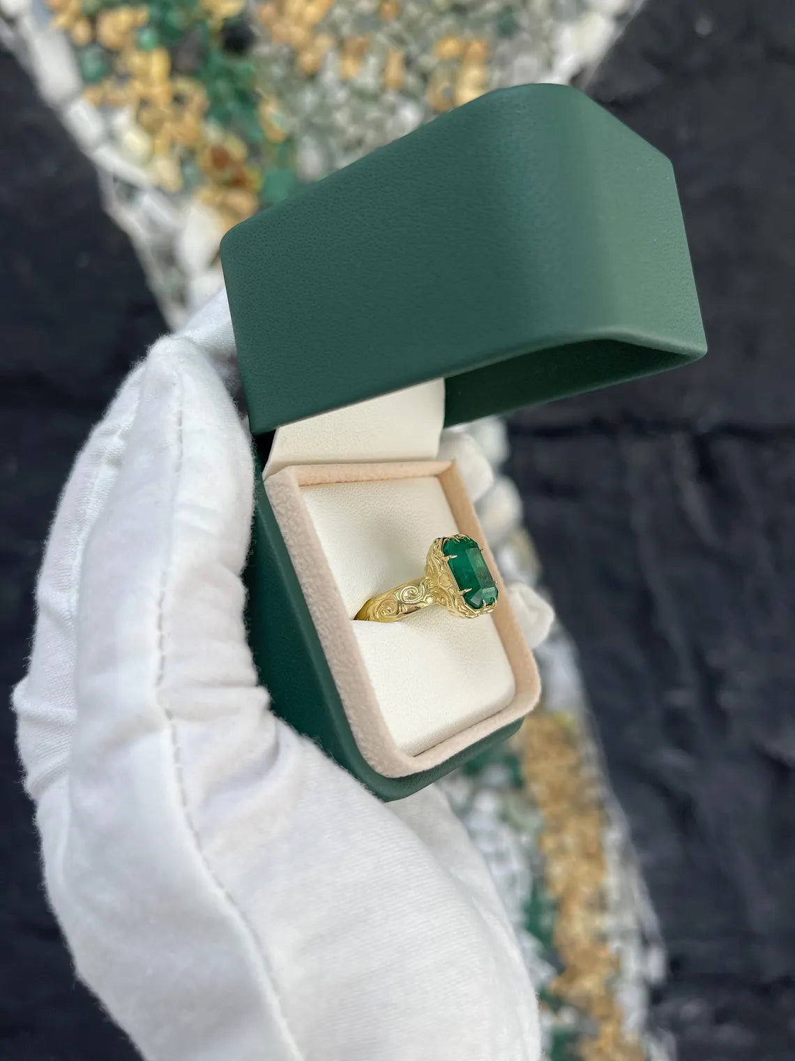 3.90ct Emerald Cut Solitaire Engagement Ring - AAA Quality Rich Green Gemstone for Women, Perfect for Proposals, Anniversaries & Special Occasions