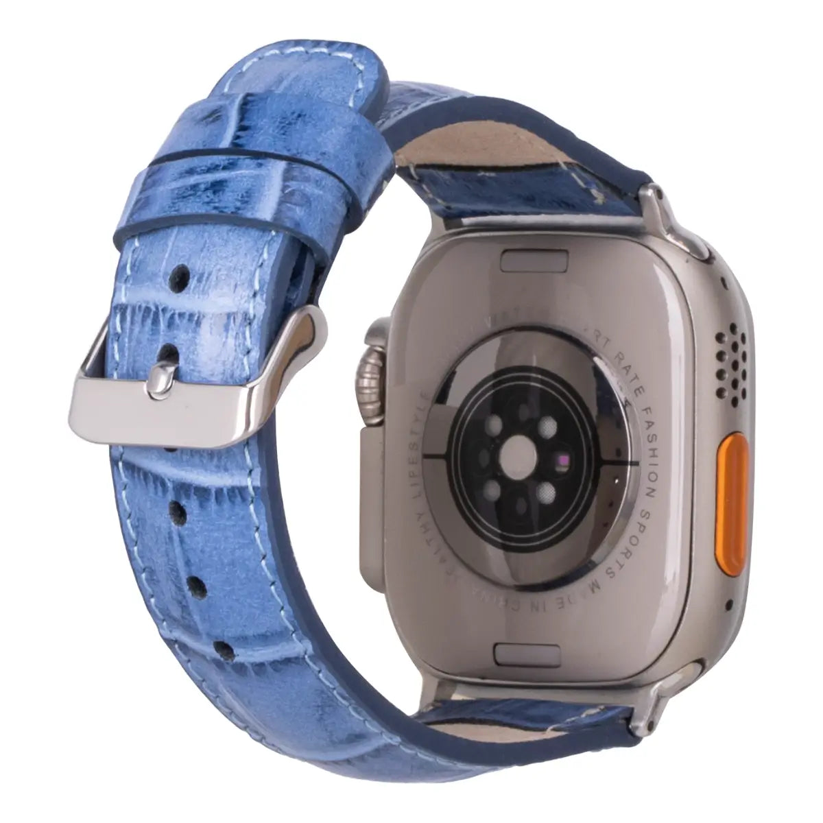Blue Crocodile Pattern Leather Classic Apple Watch Band - Stylish & Durable Replacement Strap for Work, Gym & Everyday Wear