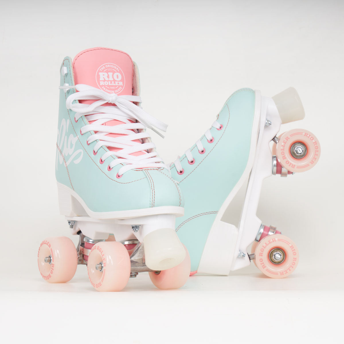 Rio Roller Script Rollerskates for Women - Teal & Coral Quad Skates with Light-Up Wheels | Outdoor & Indoor Skating, Rink, Park, Fitness & Fun