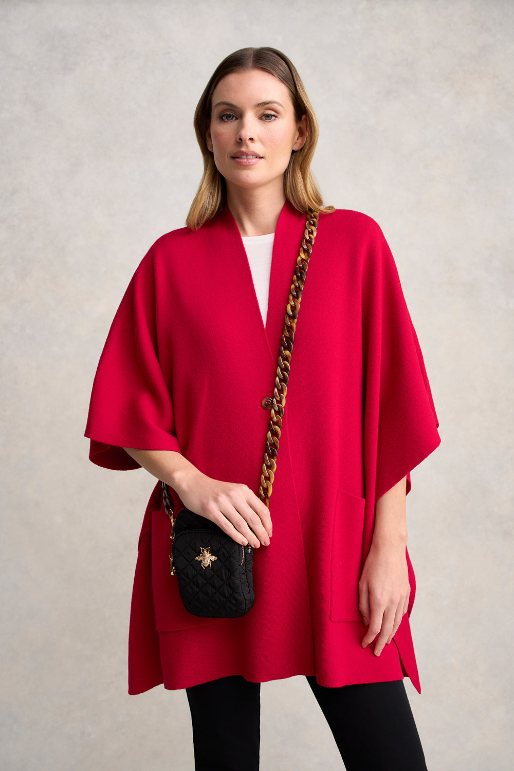 Premium Front Pocket Merino Wool Wrap - Soft & Warm Winter Shawl for Women | Elegant Rouge Red | Perfect for Office, Travel & Cozy Evenings