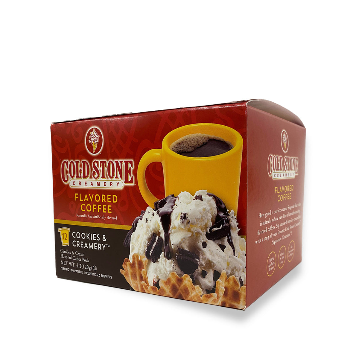 Cold Stone Creamery Cookies & Creamery Single Serve Coffee Pods - 12 Pack for Keurig Brewers - Perfect for Office, Home & Morning Coffee Break